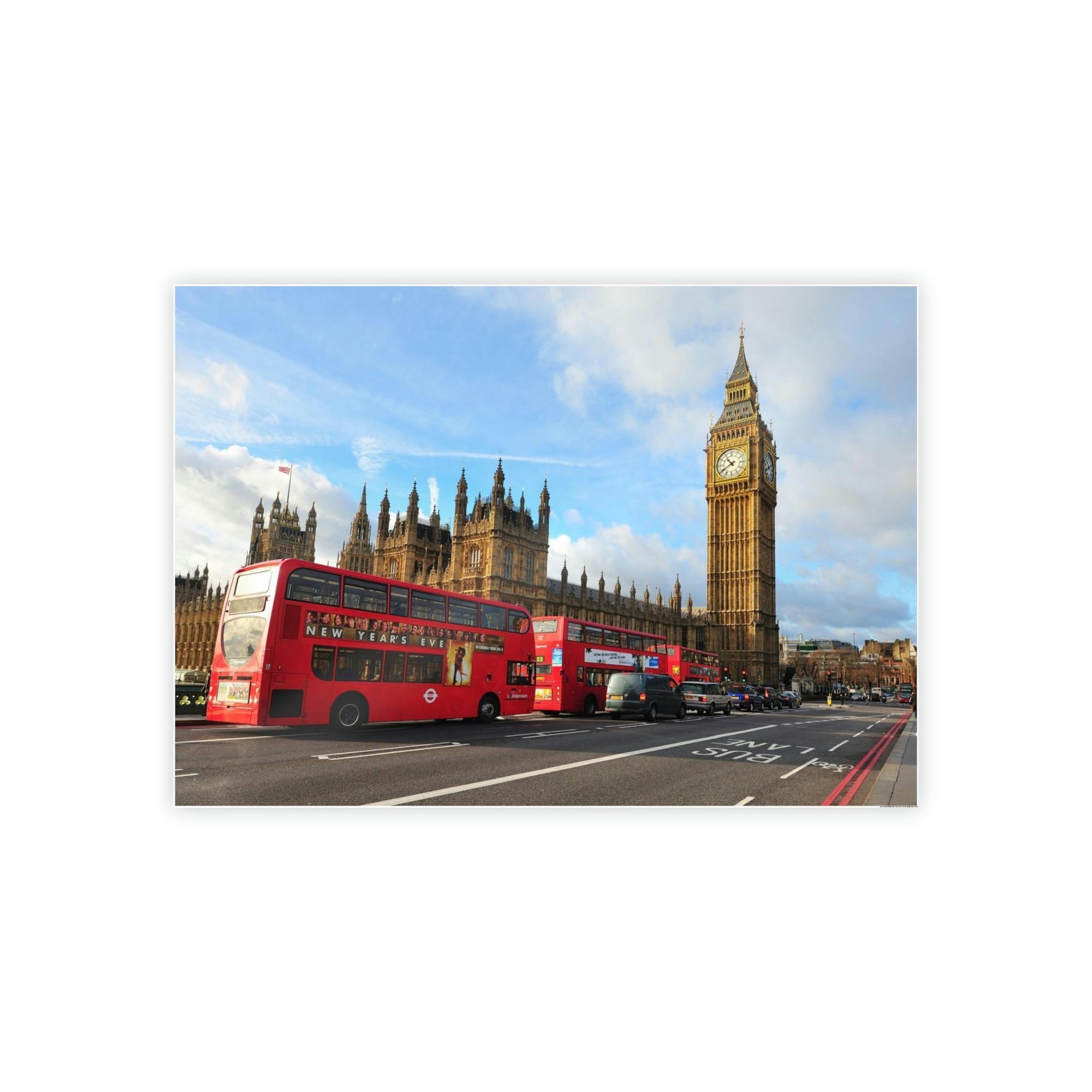 Bus City Rhythm: Vibrant Bus Art on Canvas & Poster