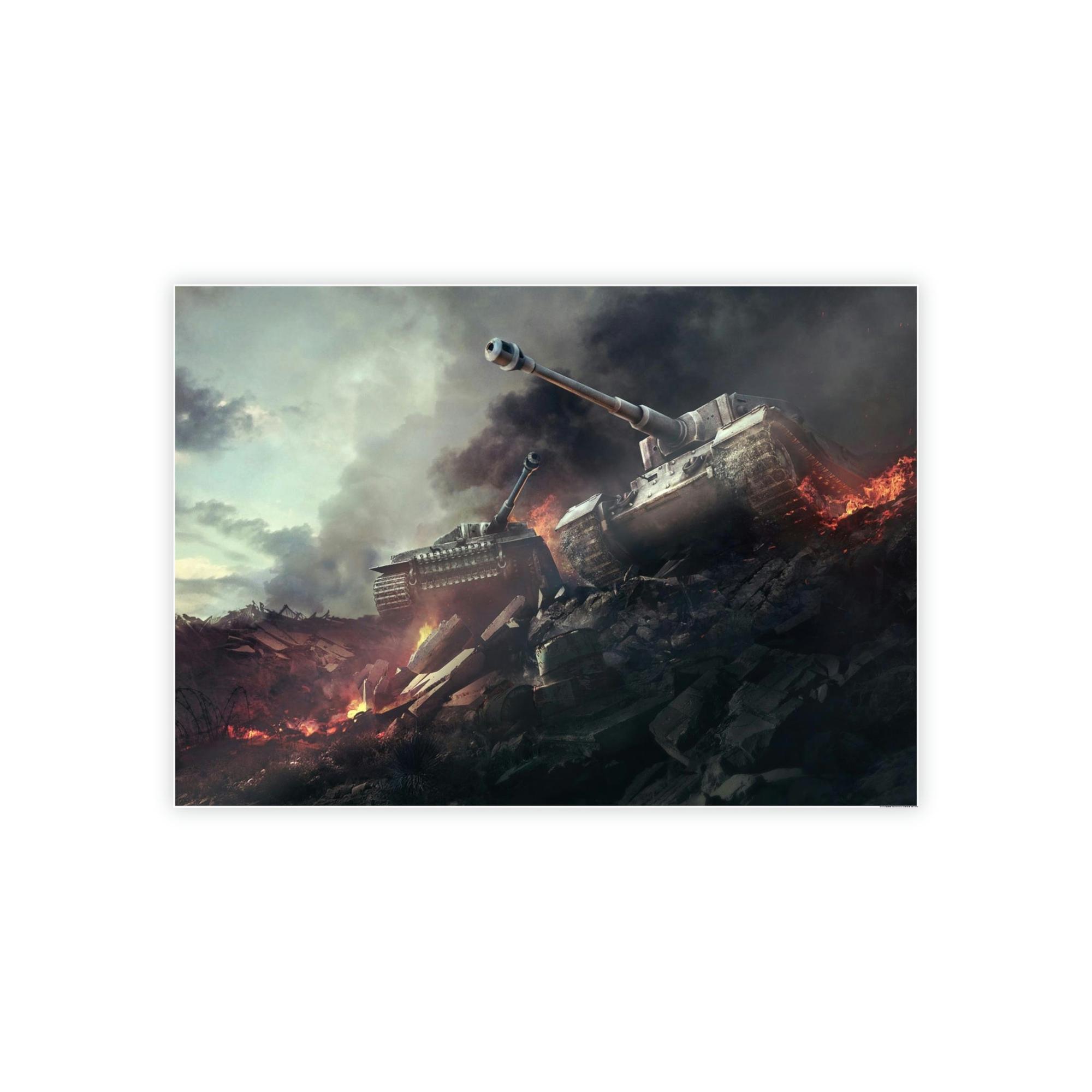 World Of Tanks In the Line of Fire: Striking World of Tanks Canvas & Poster Wall Art