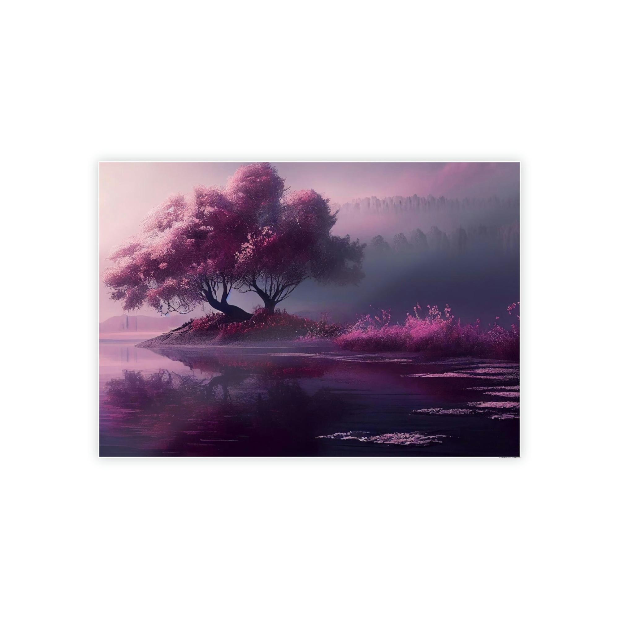 Lakes And Rivers Tranquility in Blue: Framed Poster of a Peaceful Lake on Canvas