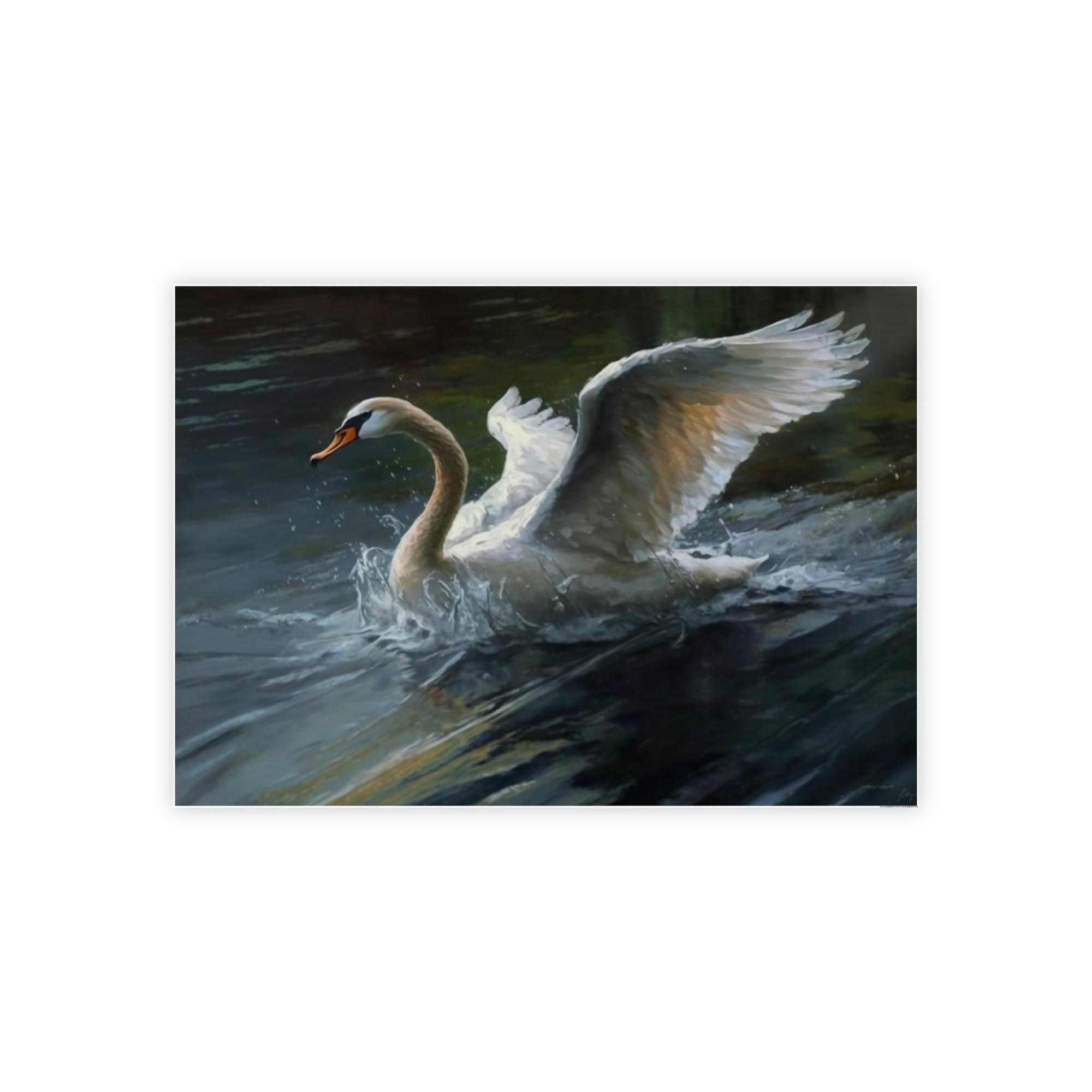 Swans The Swan's Realm: A Nature-Inspired Painting on Canvas