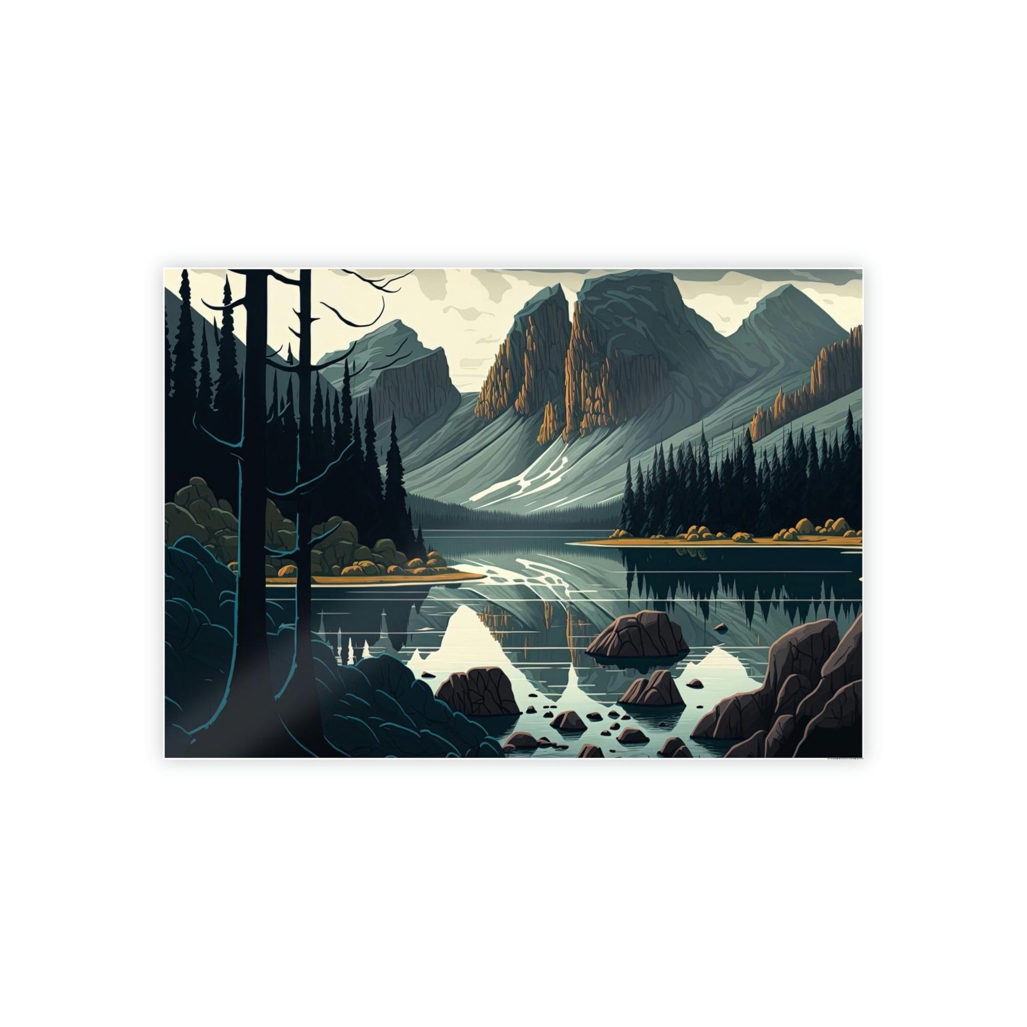 Lakes And Rivers Reflections of the Lake: Framed Canvas Print of a Scenic Lake Scene
