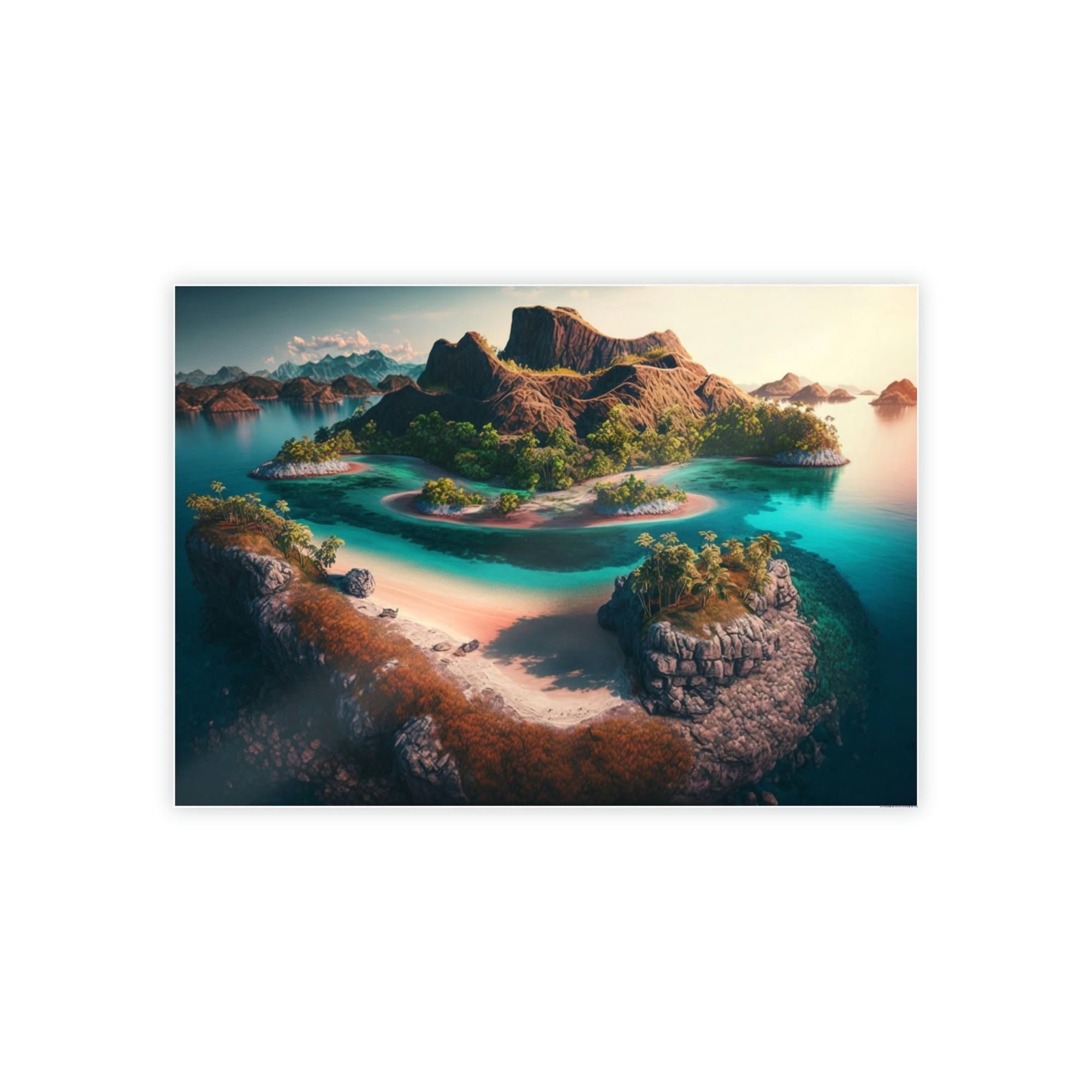 Tropical Island Dreams: A Colorful Tropical Scene on Canvas