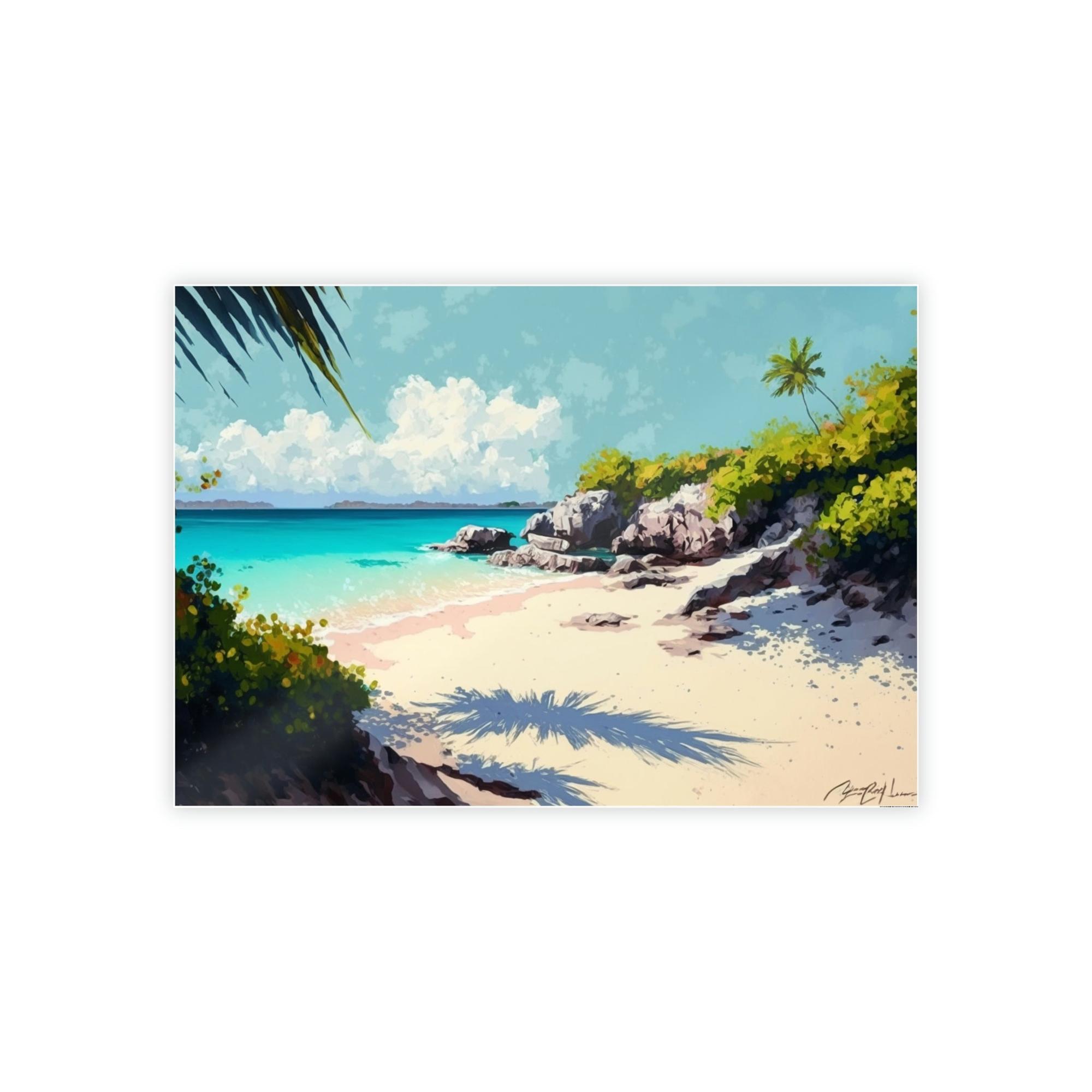 Caribbean Beach Escape to Paradise: Caribbean Beach Art on Natural Canvas and Wall Art Prints