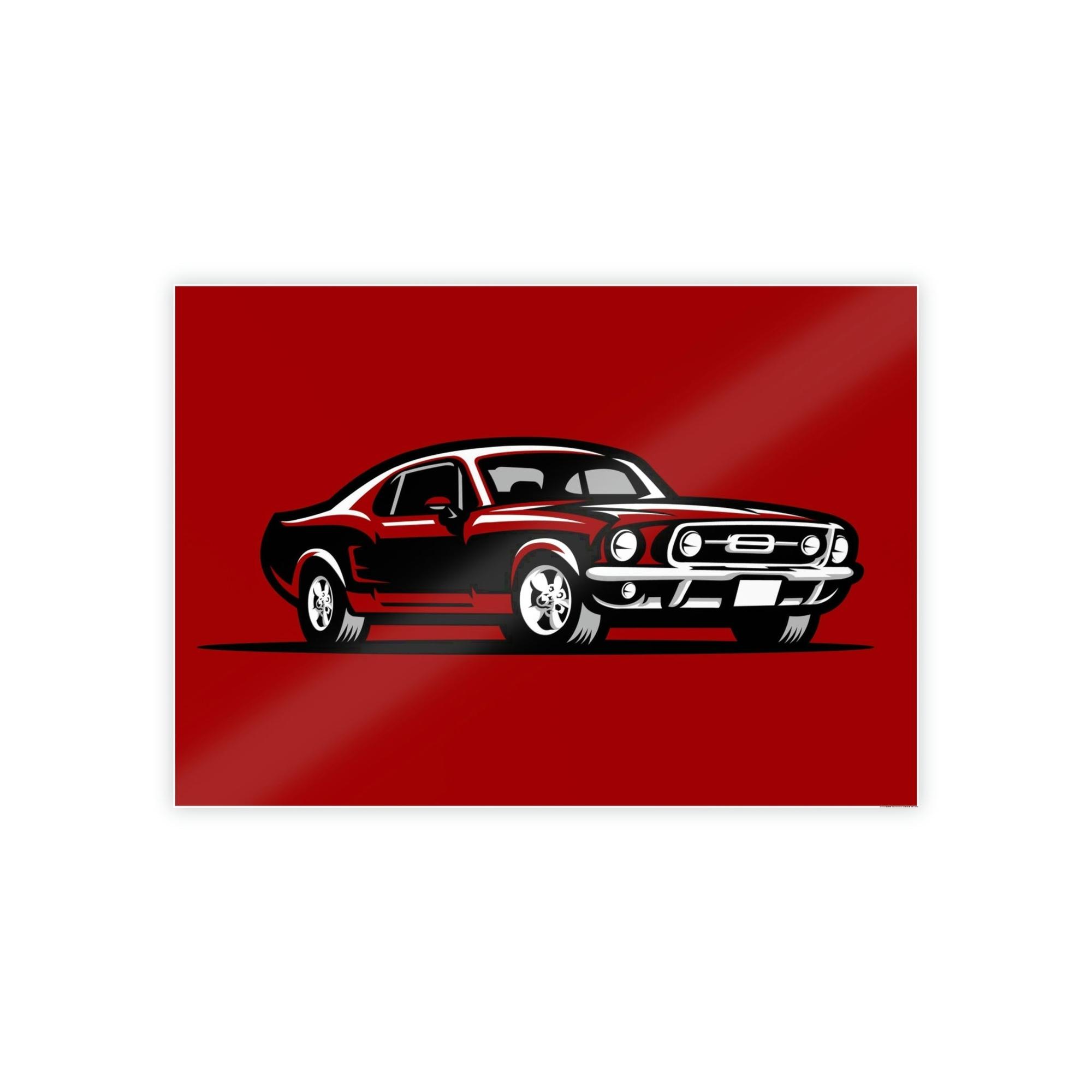 Mustang Racing Passion: Red Mustang Wall Art on Natural Canvas and Framed Canvas
