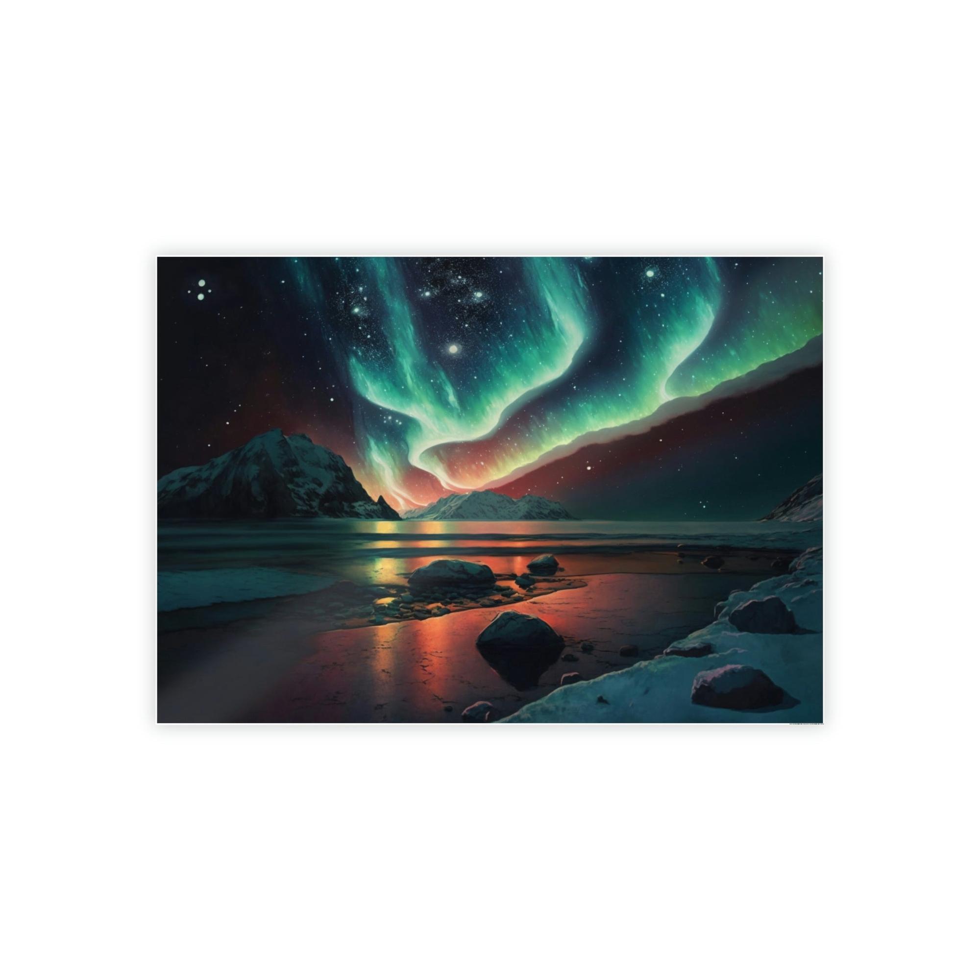 Aurora Borealis Northern Lights Dance: Stunning Aurora Borealis Wall Art on Natural Canvas