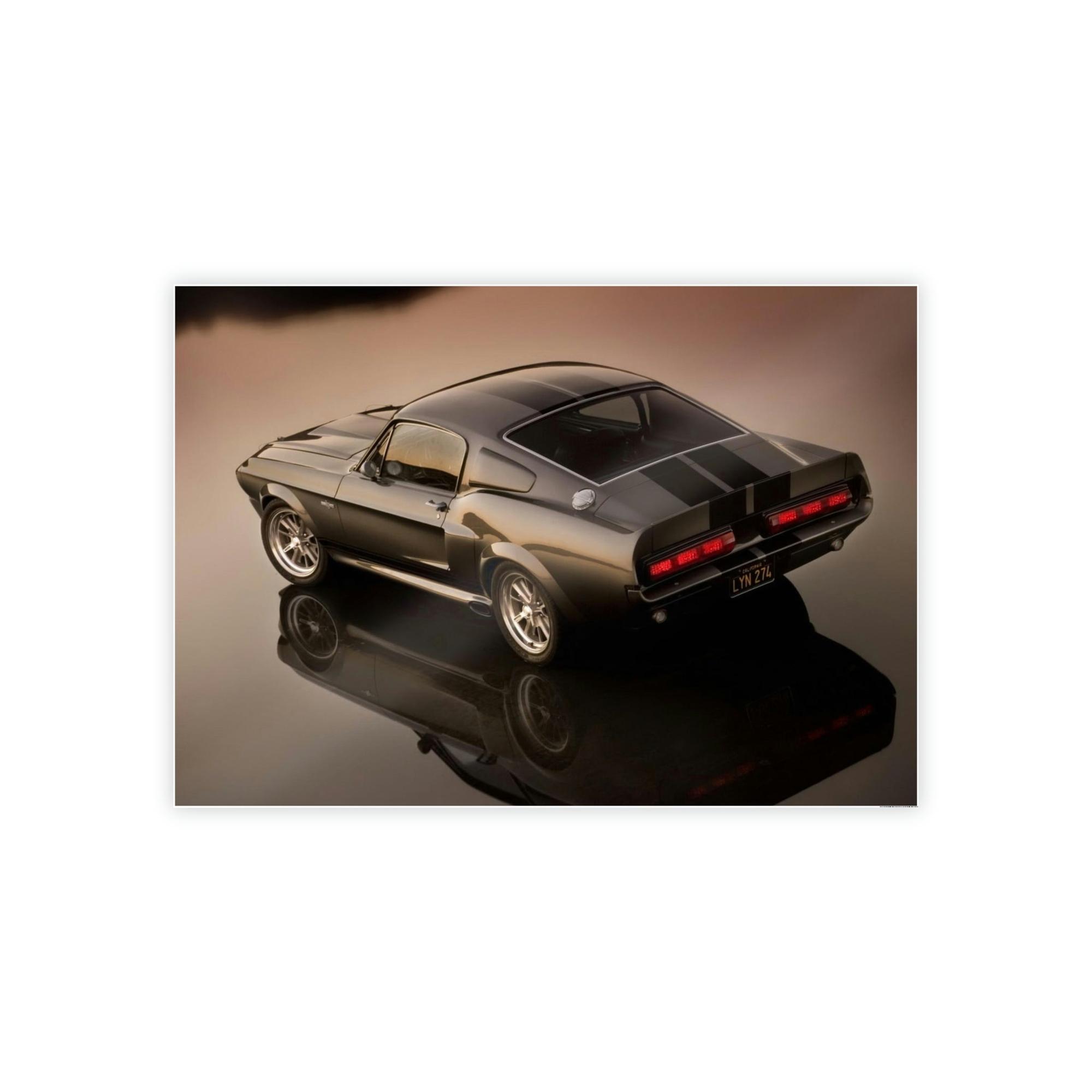 Mustang Masterpiece on Wheels: Framed Canvas Poster of a Mustang Sports Car for Automotive Art Collectors
