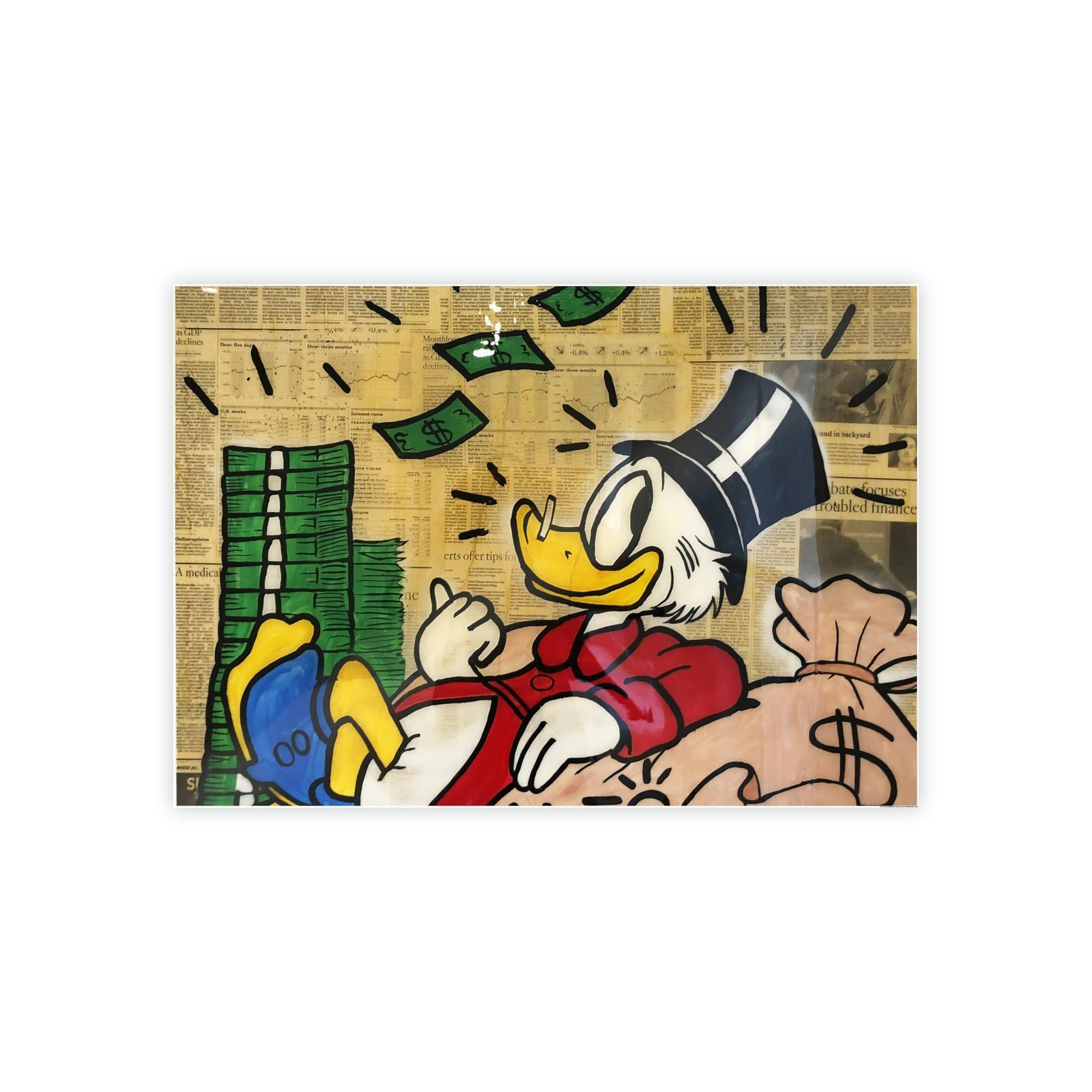 Monopoly & Motivation Alec Monopoly's Duck Tales: Disney's Duck as Street Art on Natural Canvas and Framed Poster