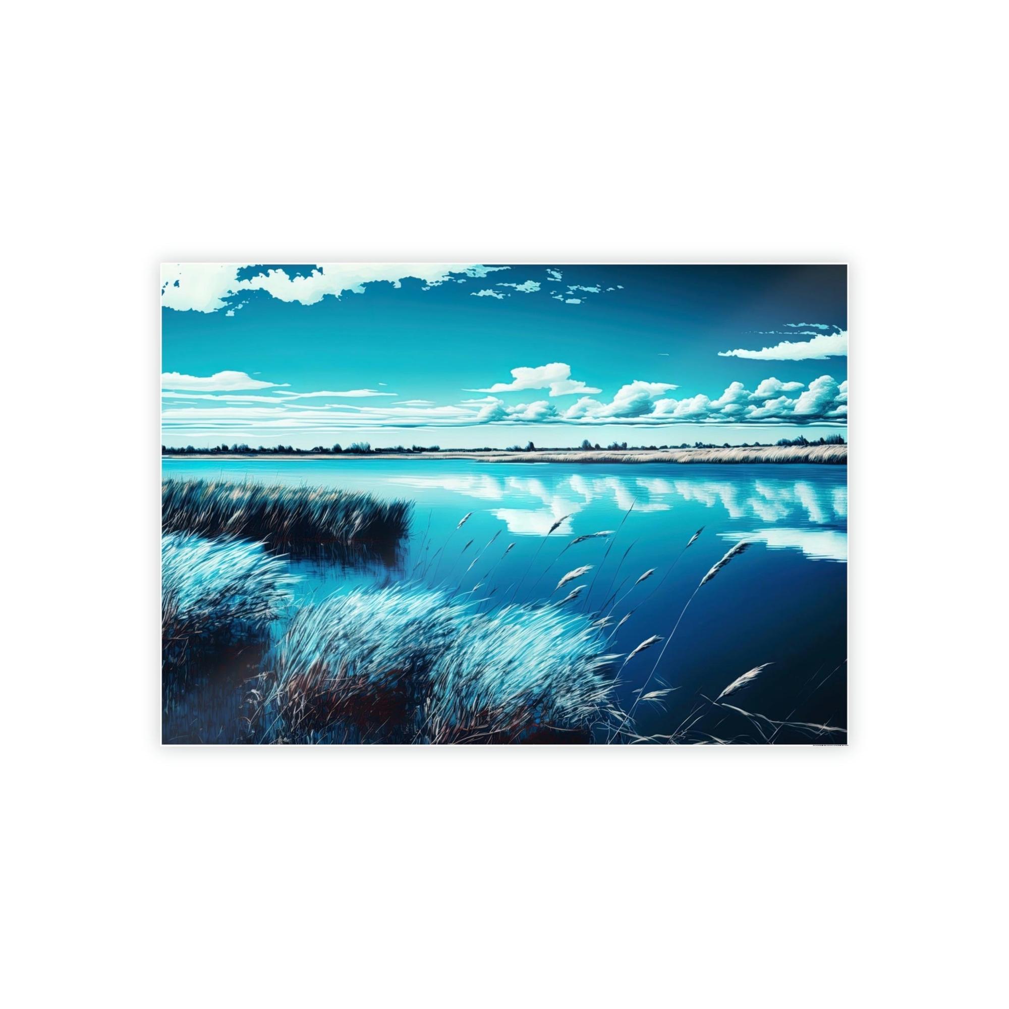 Lakes And Rivers Lakeside Harmony: Print on Canvas with Tranquil Lake Scenery