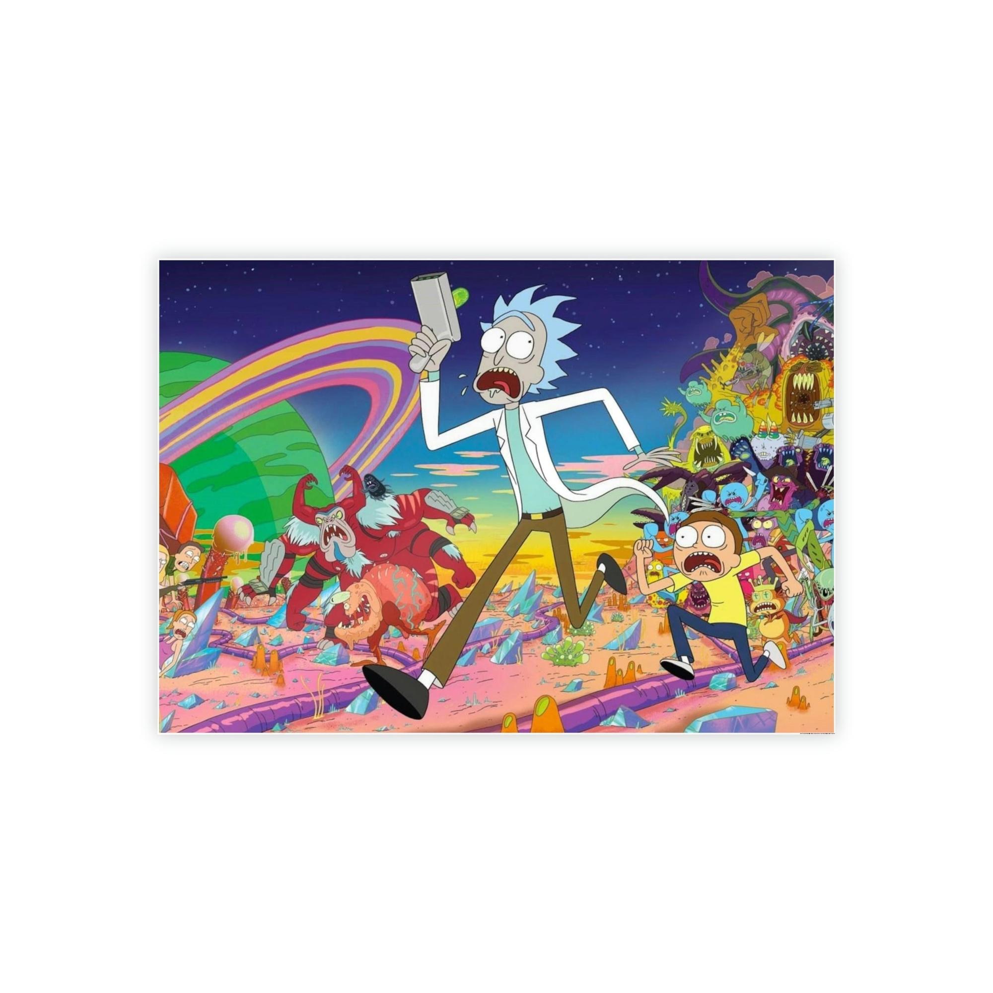 Rick And Morty Art Fantastical Adventures: Framed Canvas Wall Art Depicting Rick and Morty Artwork