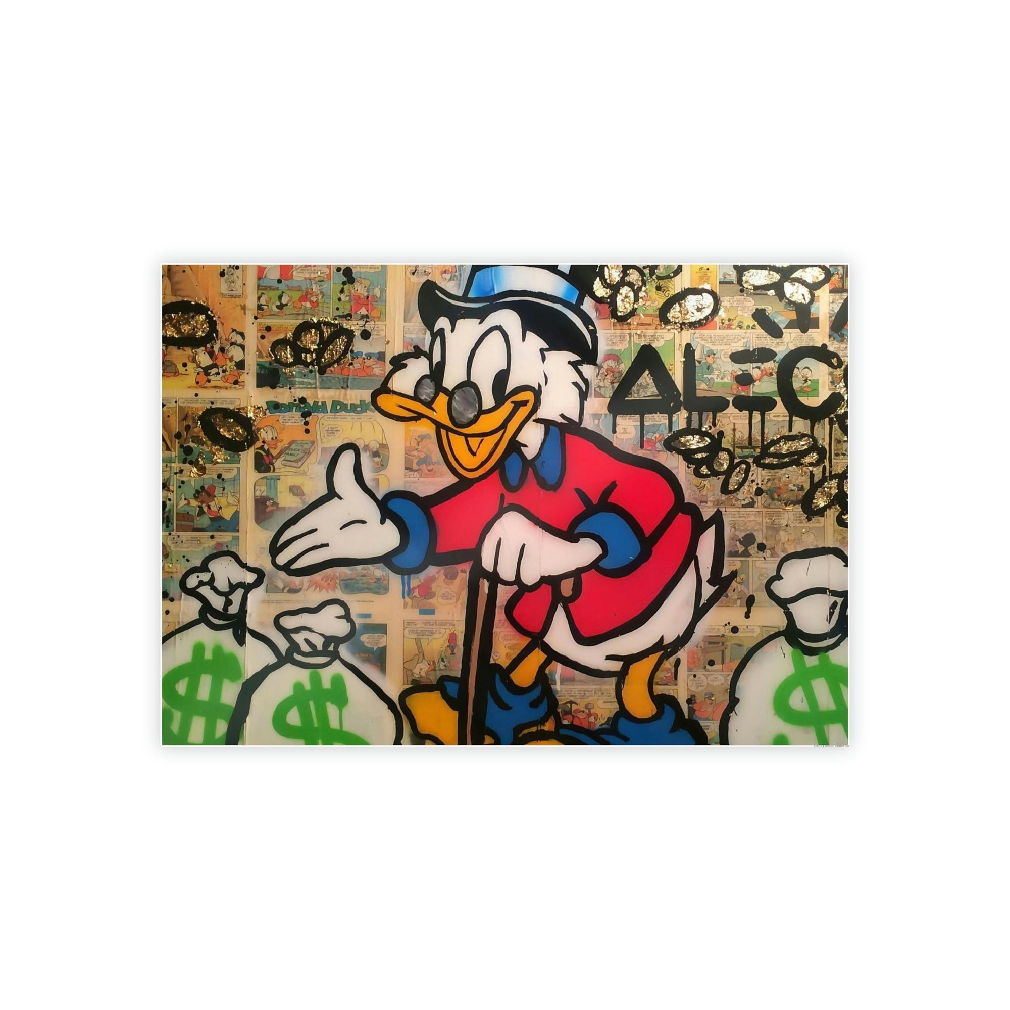 Monopoly & Motivation Monopoly Madness: Disney's Duck in Alec Monopoly Style on Canvas and Framed Poster