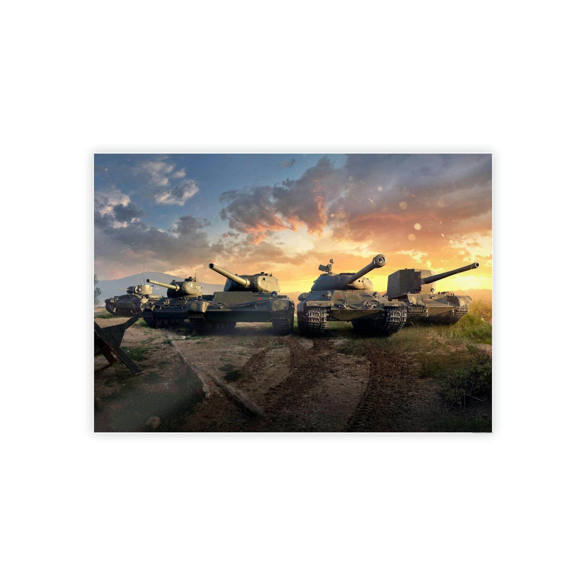 World Of Tanks The Essence of Battle: Dynamic World of Tanks Framed Canvas Wall Art
