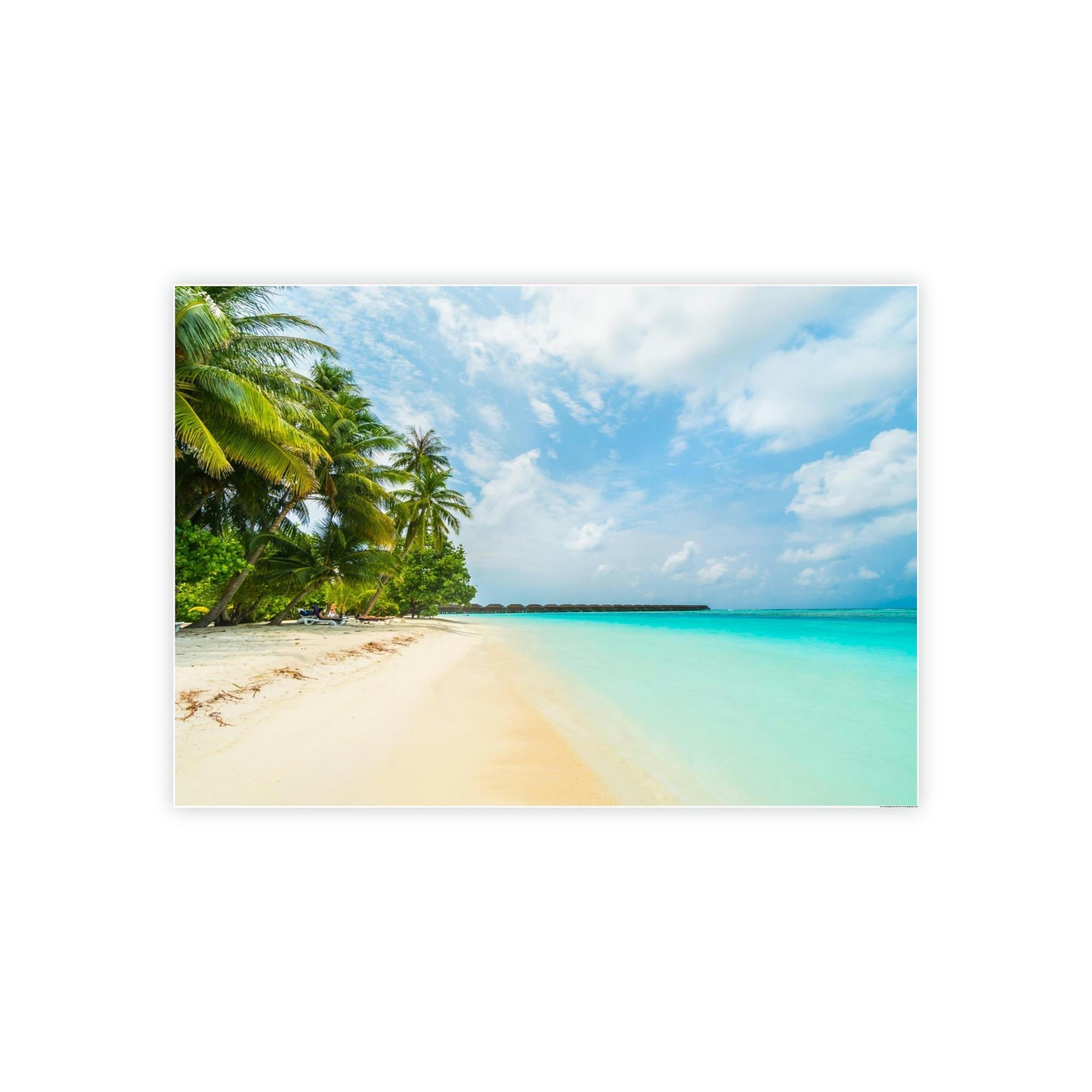 Caribbean Beach Tropical Paradise: Framed Canvas and Print on Canvas of Caribbean Wall Art
