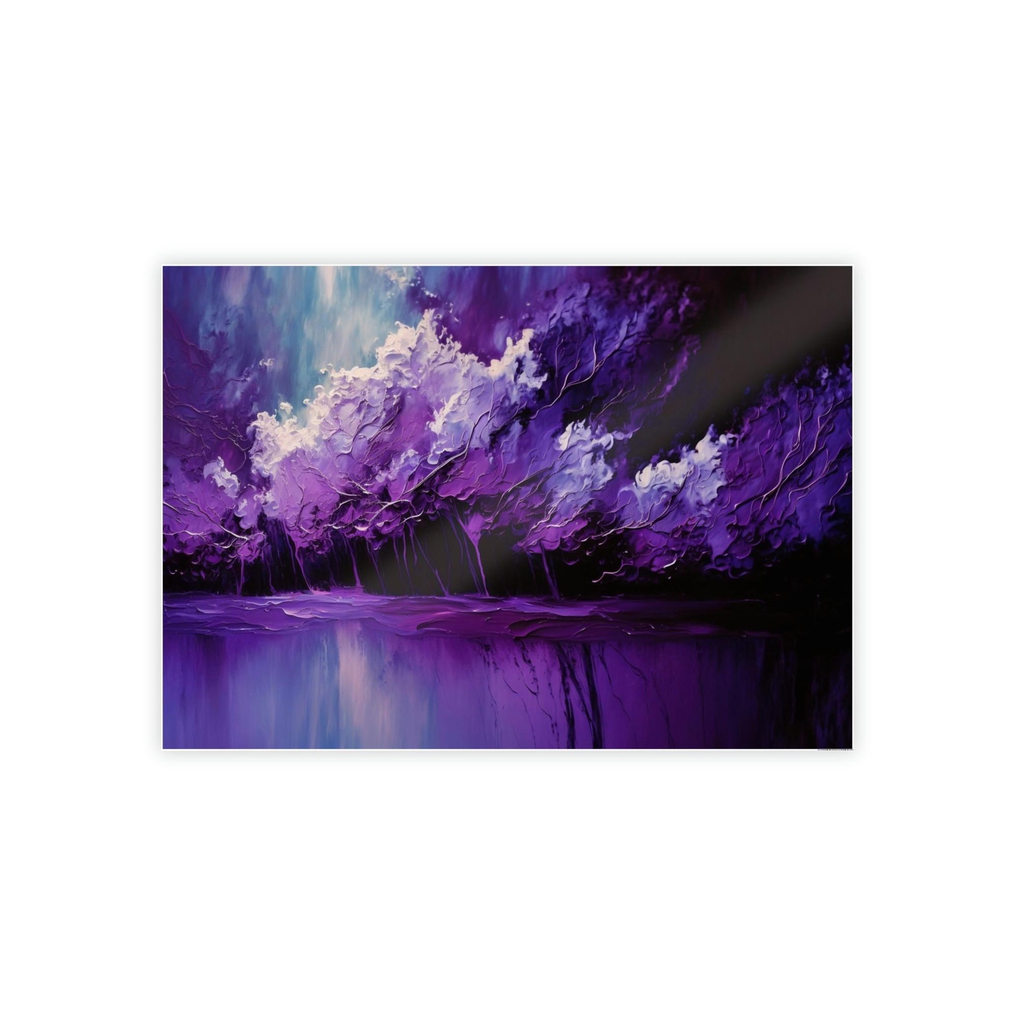 Purple Abstract Art Enchanted Violet: Framed Canvas Print of Abstract Art