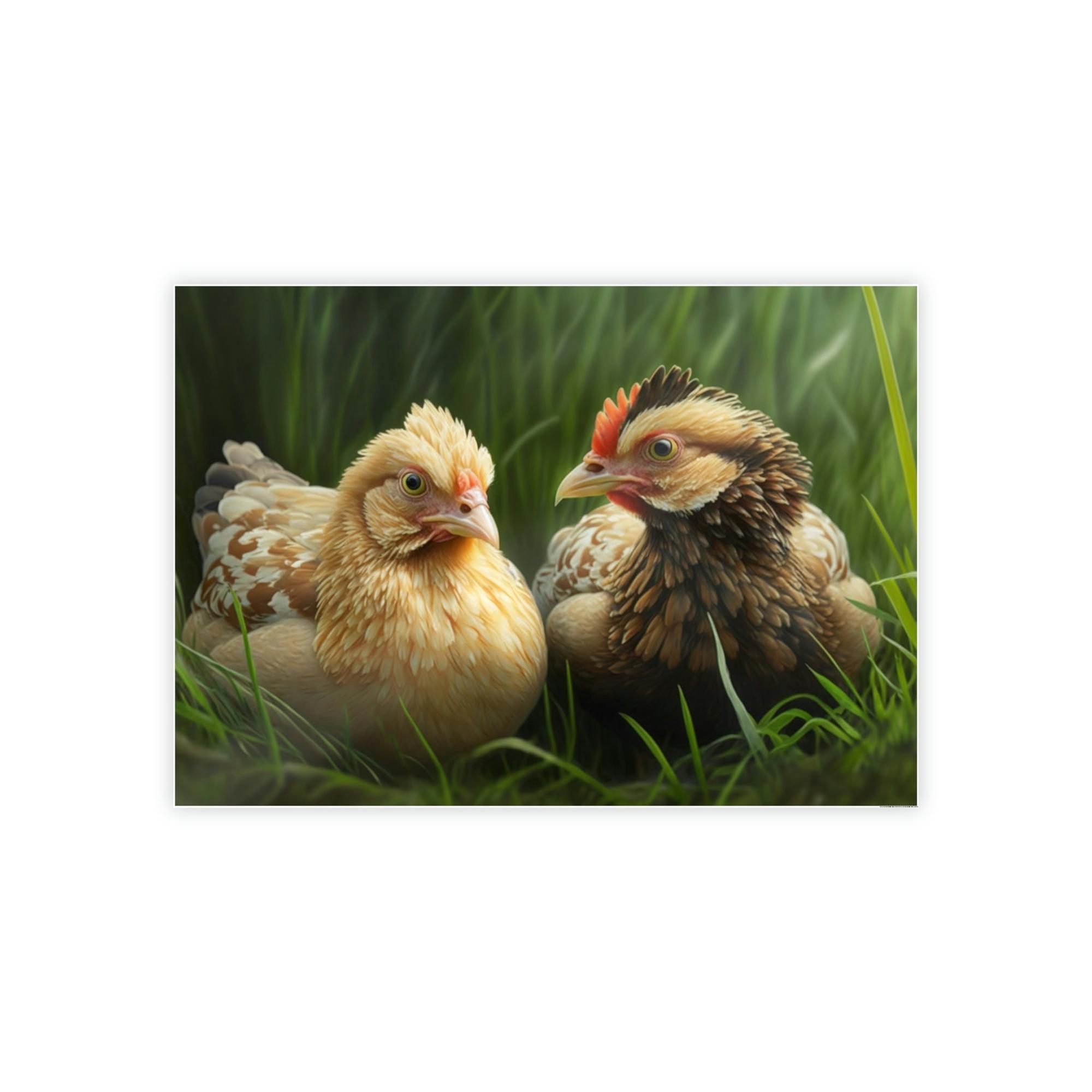 Chickens Rustic Henhouse: Framed Canvas with Delightful Chickens
