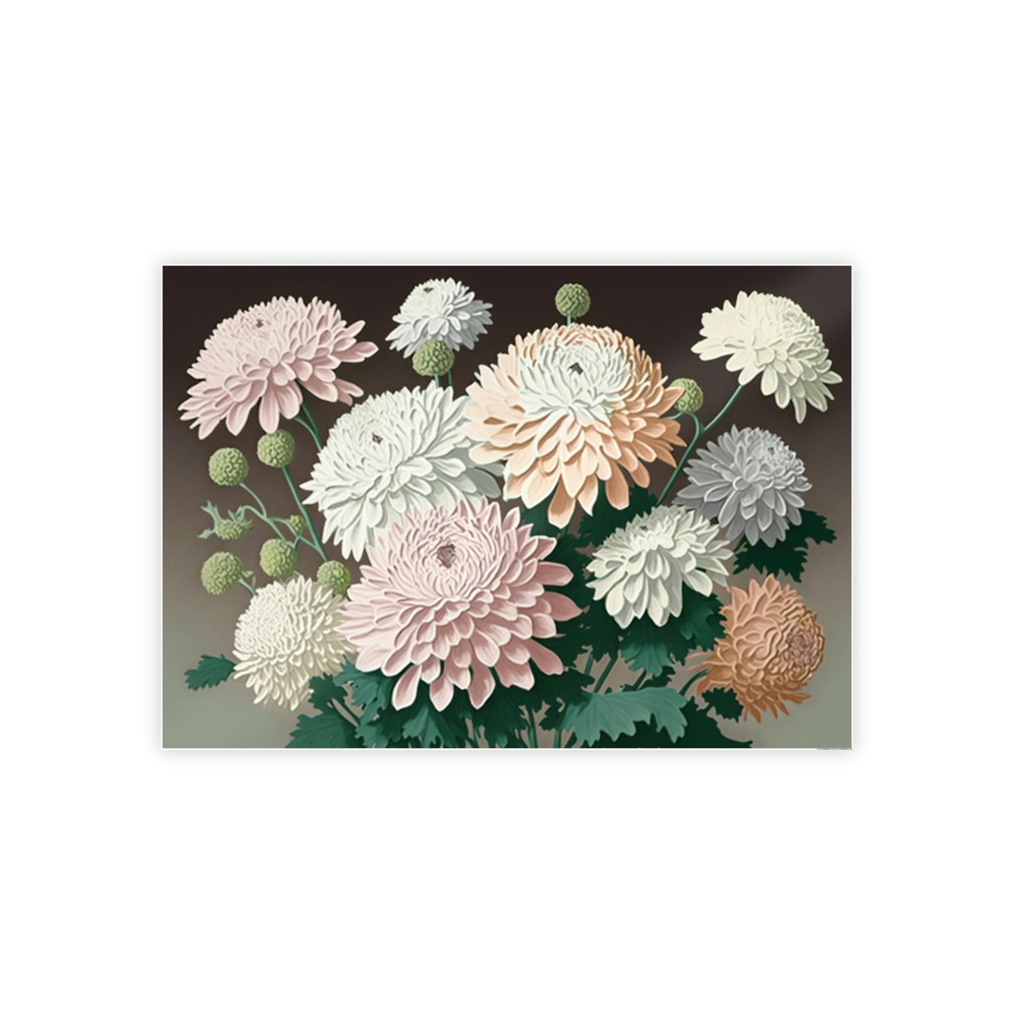 Chrysanthemums Chrysanthemum Dreams: Framed Poster with Serene Floral Imagery