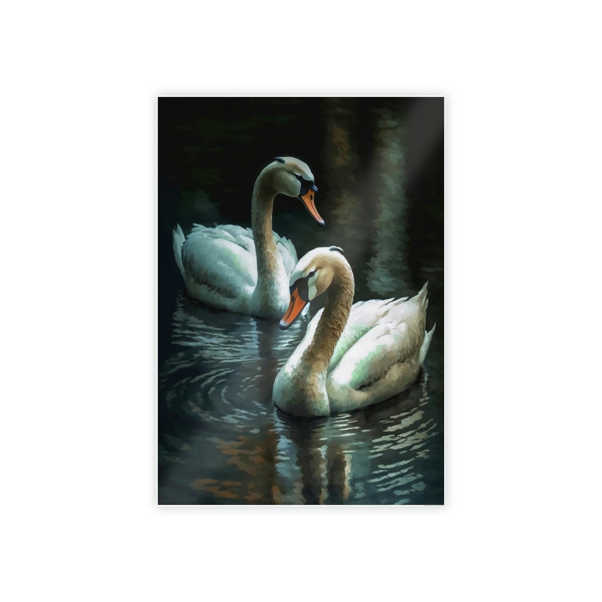 Swans Swan Lake: A Dreamy Painting on Canvas