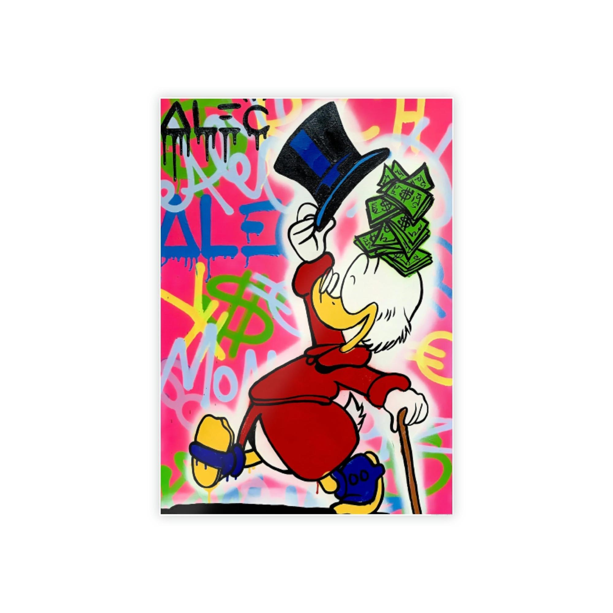 Monopoly & Motivation Street Art Duck: Alec Monopoly Inspired Canvas and Poster Print of Disney's Beloved Character
