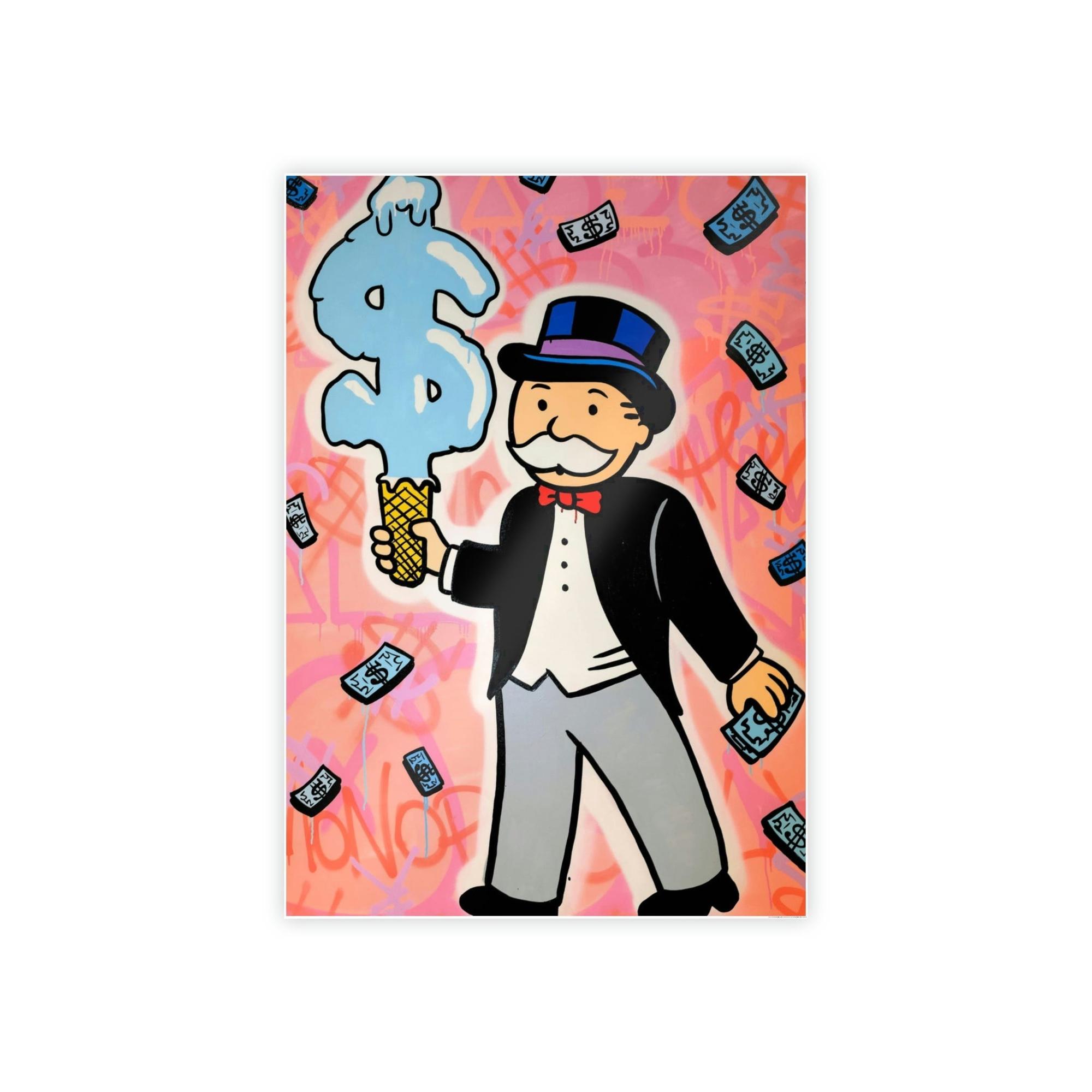 Monopoly & Motivation Money and Art Collide: Framed Canvas and Poster Print of Alec Monopoly's Iconic Work