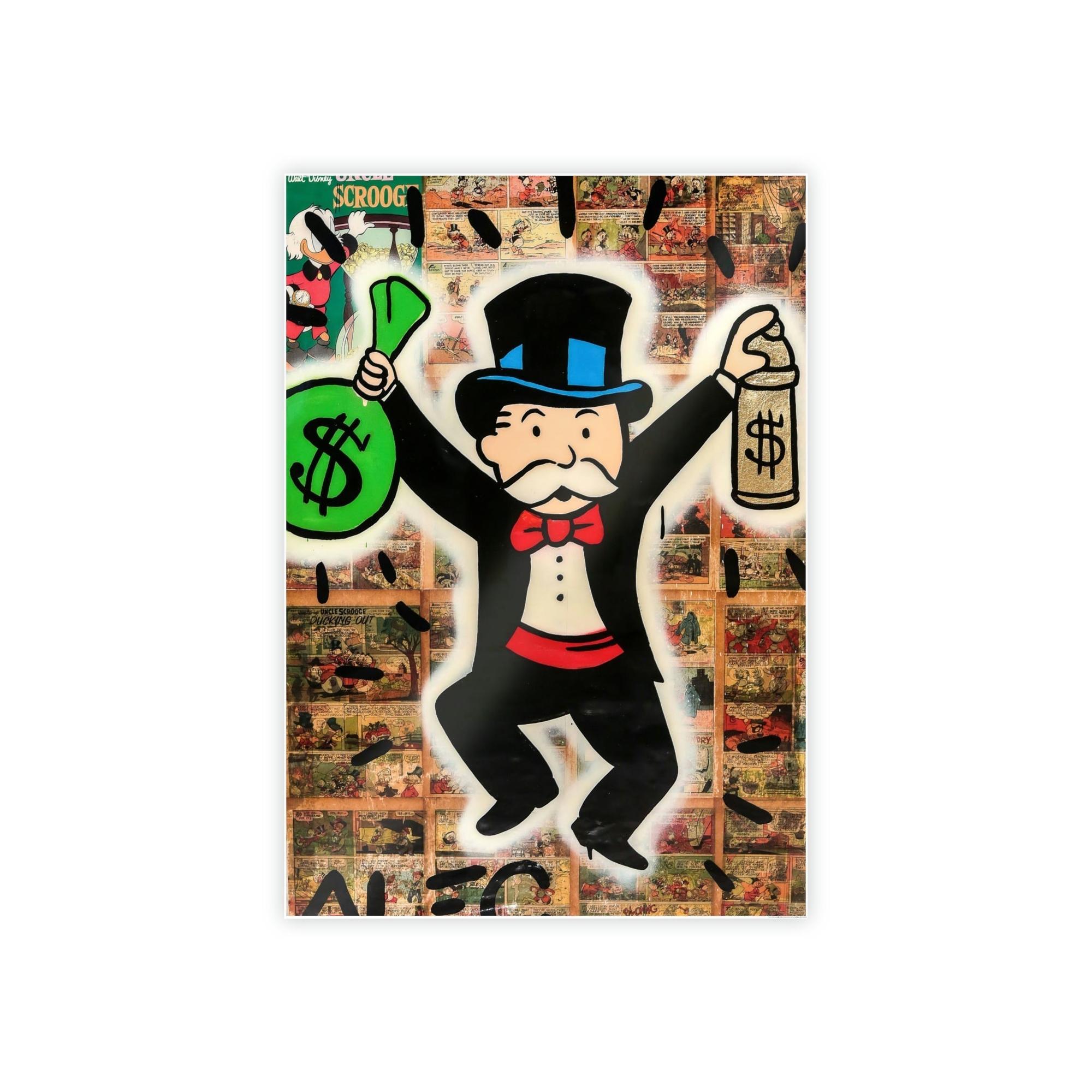 Monopoly & Motivation Money Talks: Framed Canvas and Poster Print of Alec Monopoly Art