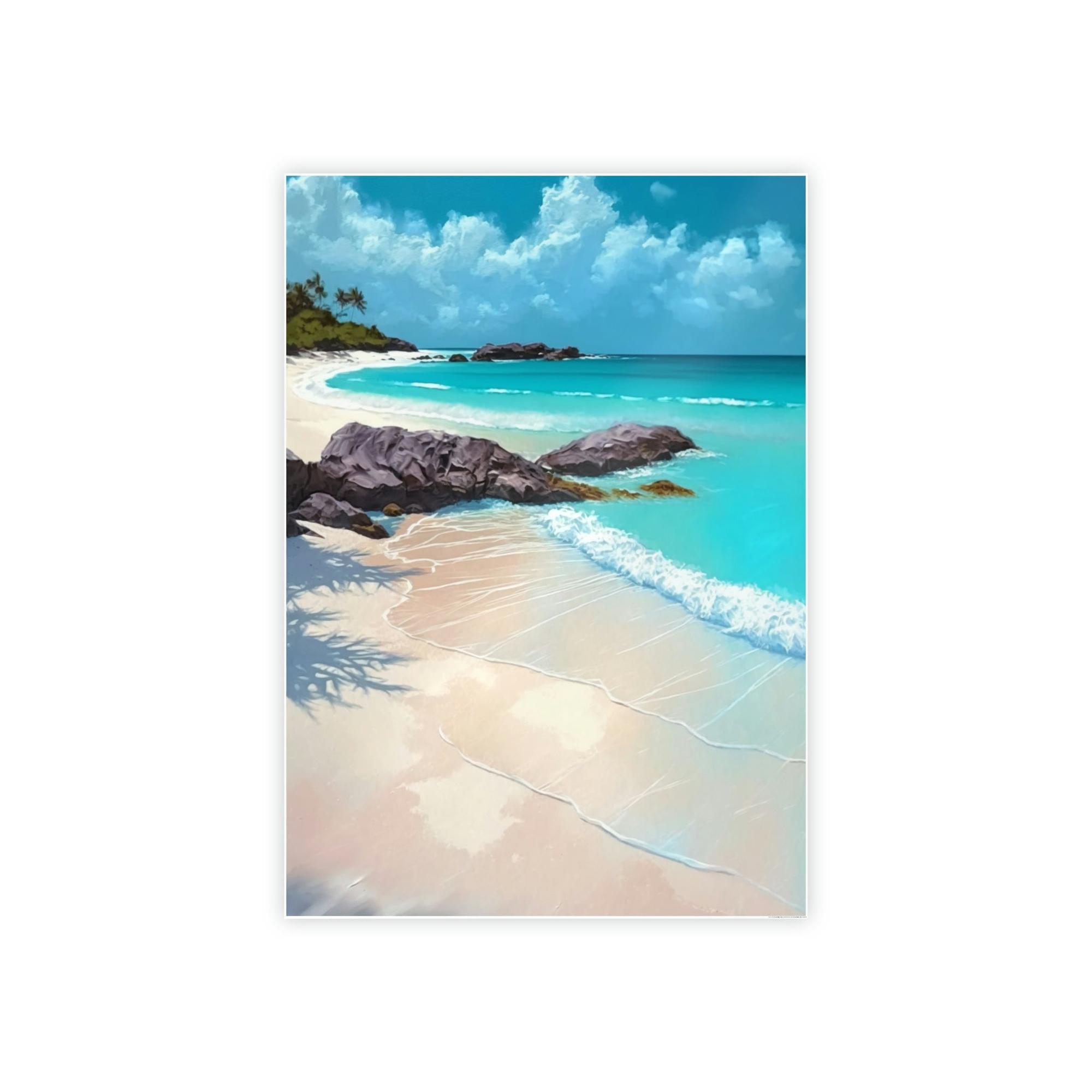 Caribbean Beach Blue Waters: Framed Canvas and Wall Art of Caribbean Beach Scenery
