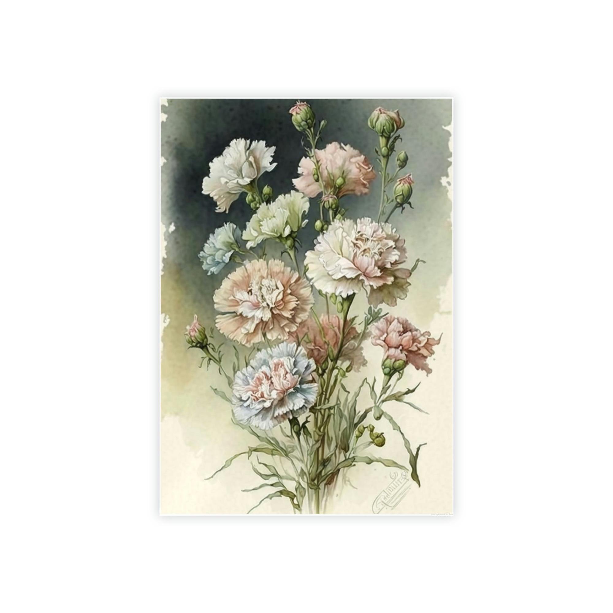 Caribbean Beach Floral Delight: Natural Canvas and Art Prints of Carnations for Home Decor