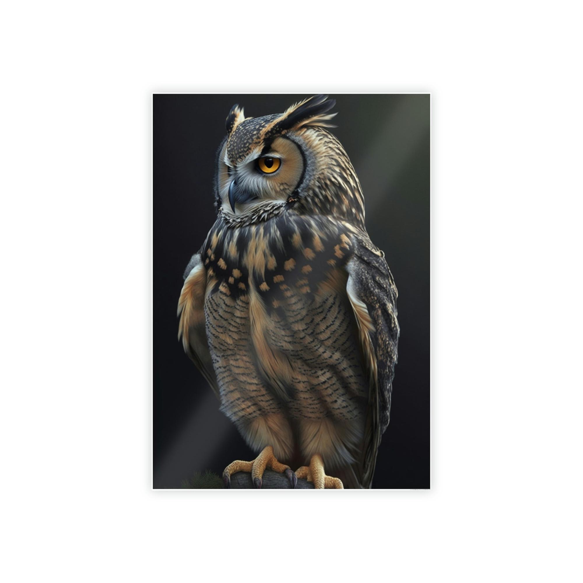 Owls Majestic Hunter: An Artistic Depiction of an Owl on Canvas