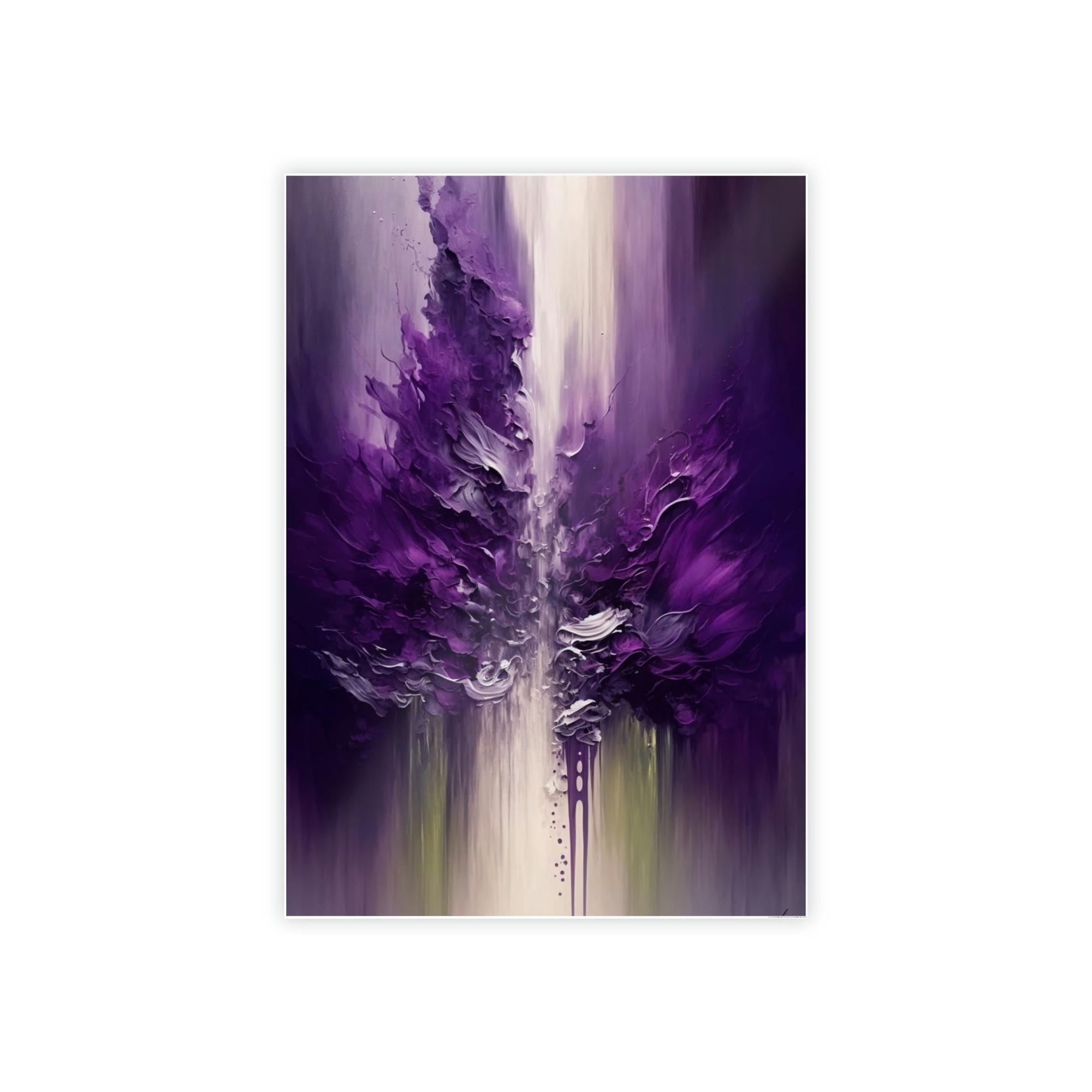 Purple Abstract Art Purple Passion: Framed Poster of Abstract Art with Intense Hues on Canvas