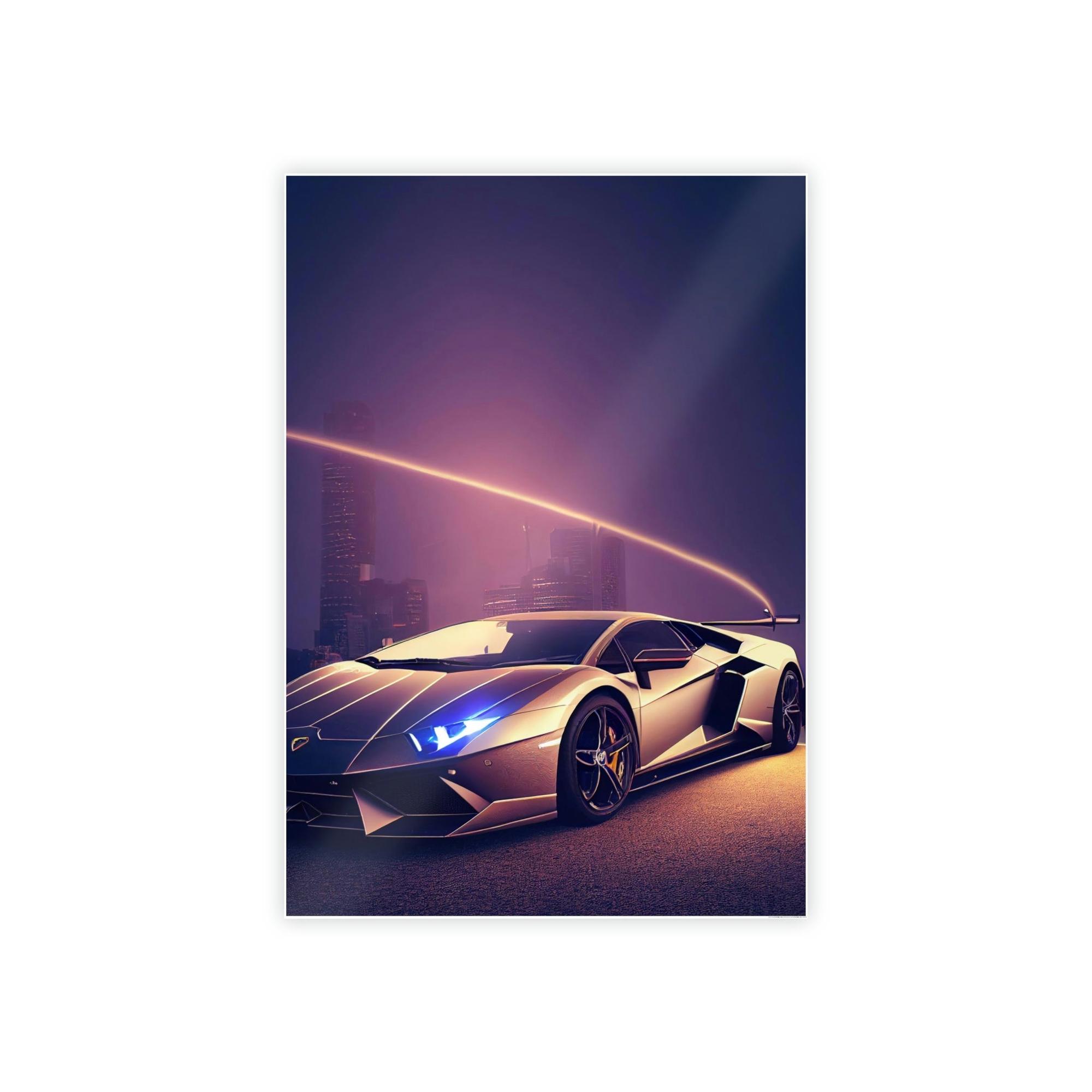 Lamborghini Sleek Supercar Beauty: Framed Canvas & Poster Print of a Lamborghini