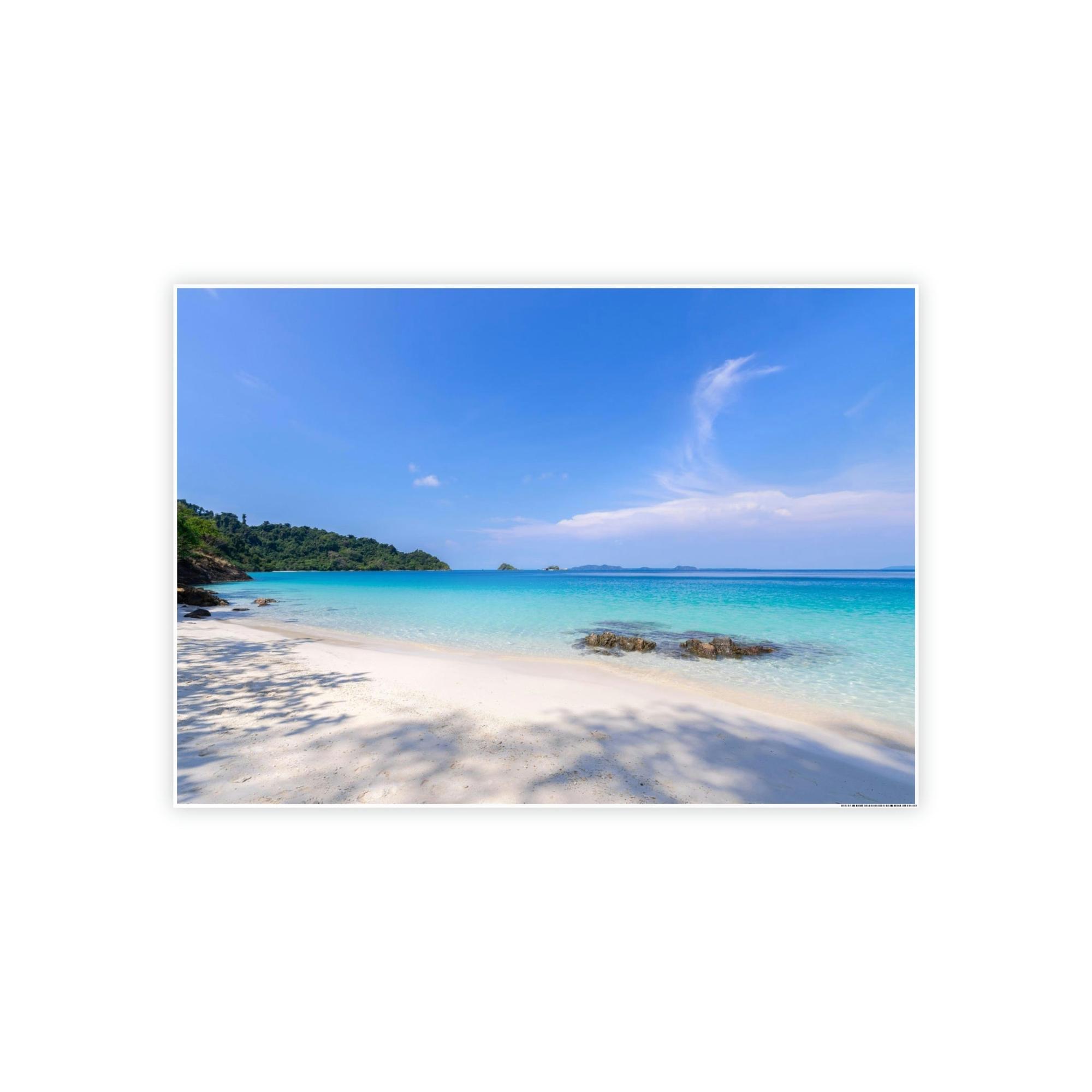 Island Beach Paradise Found: Framed Poster of a Stunning Beach Scene on a Tropical Island