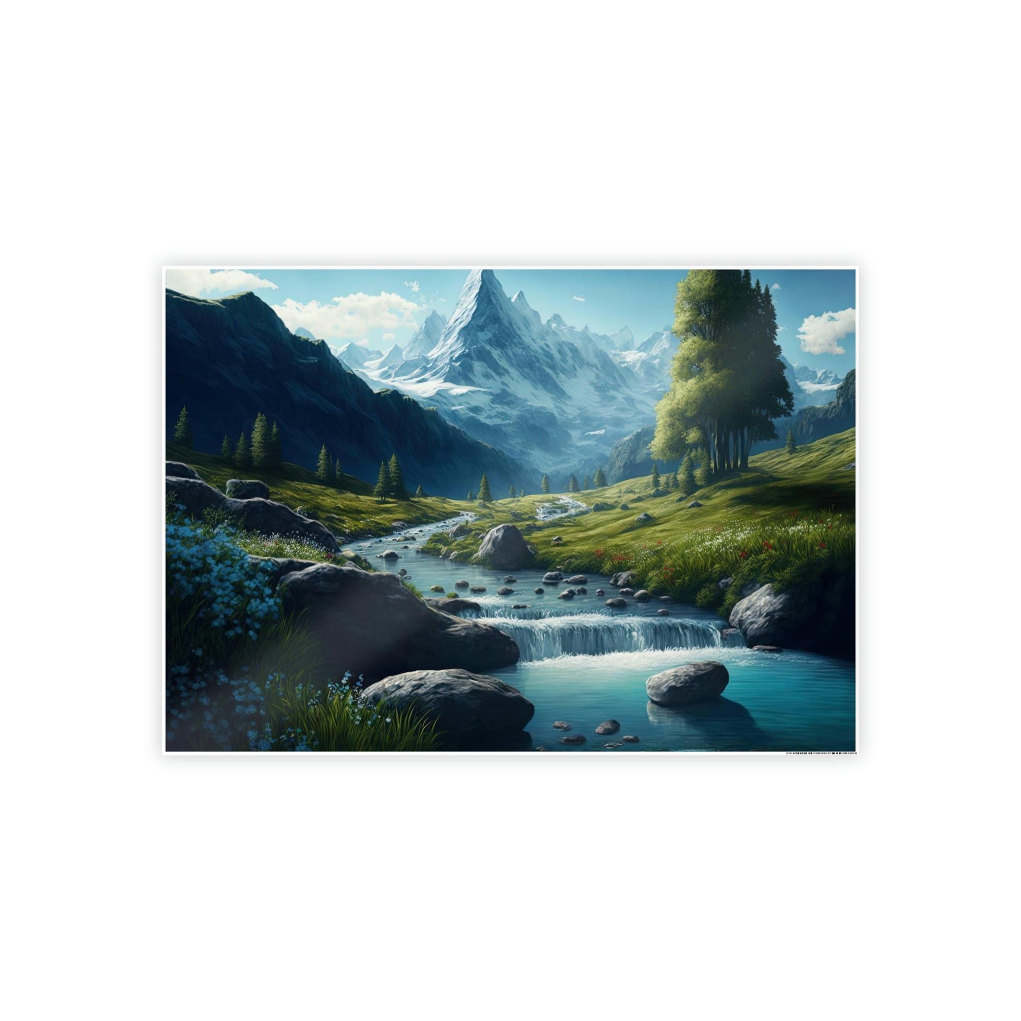 Lakes And Rivers Nature's Watercolor: Framed Canvas and Poster Print of Lakes and Rivers