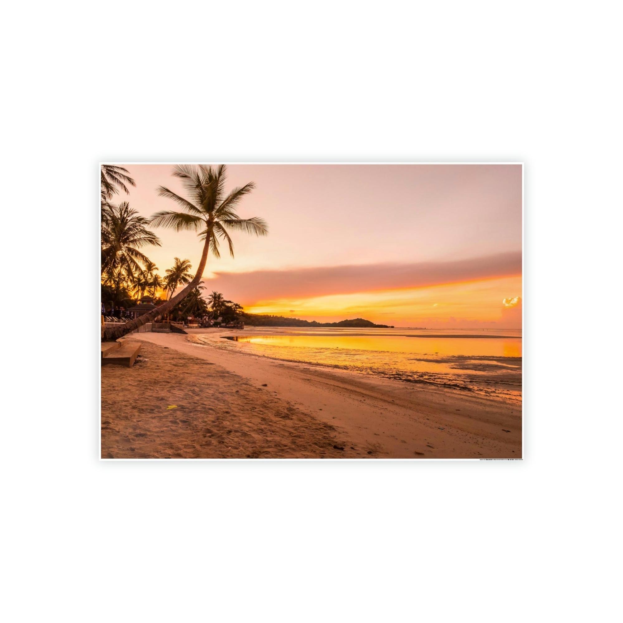 Island Beach Seaside Sunset: Canvas Print of a Breathtaking Beach Sunset on an Island