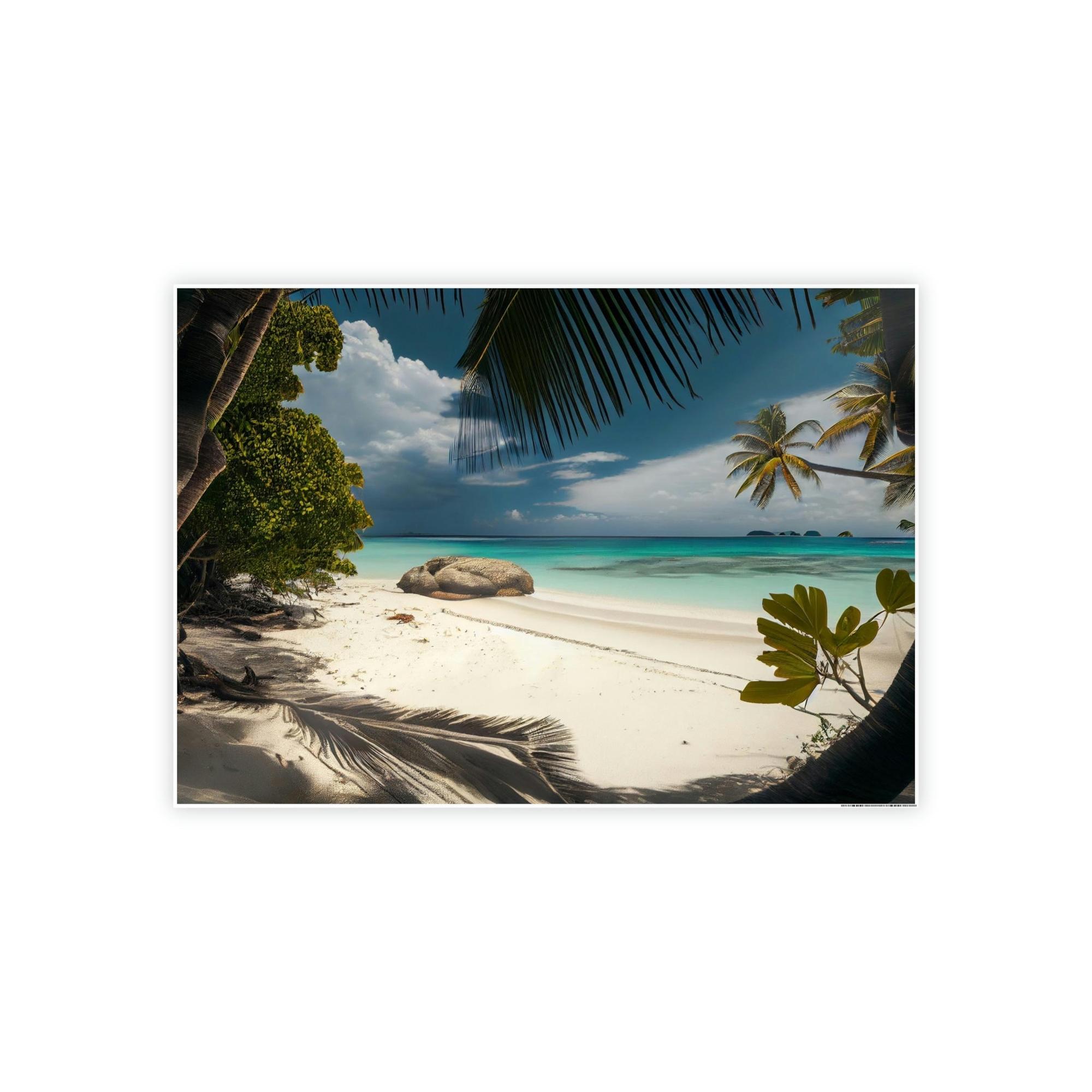 Island Beach Beach Bliss: Framed Canvas & Poster of a Joyful Island Beach on a Summer Day