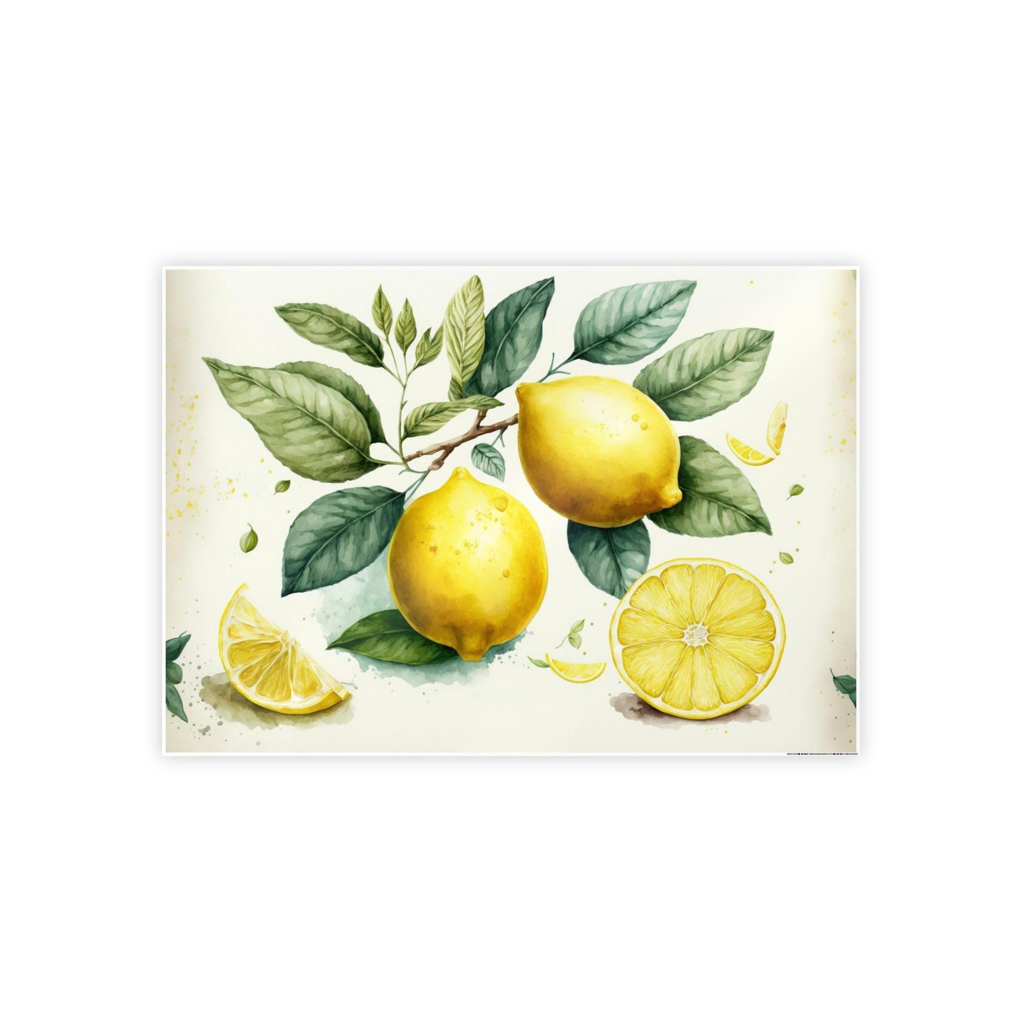 Yellow Elegant and Beautiful Canvas Art Prints and Framed Posters Featuring a Yellow Lemon Design