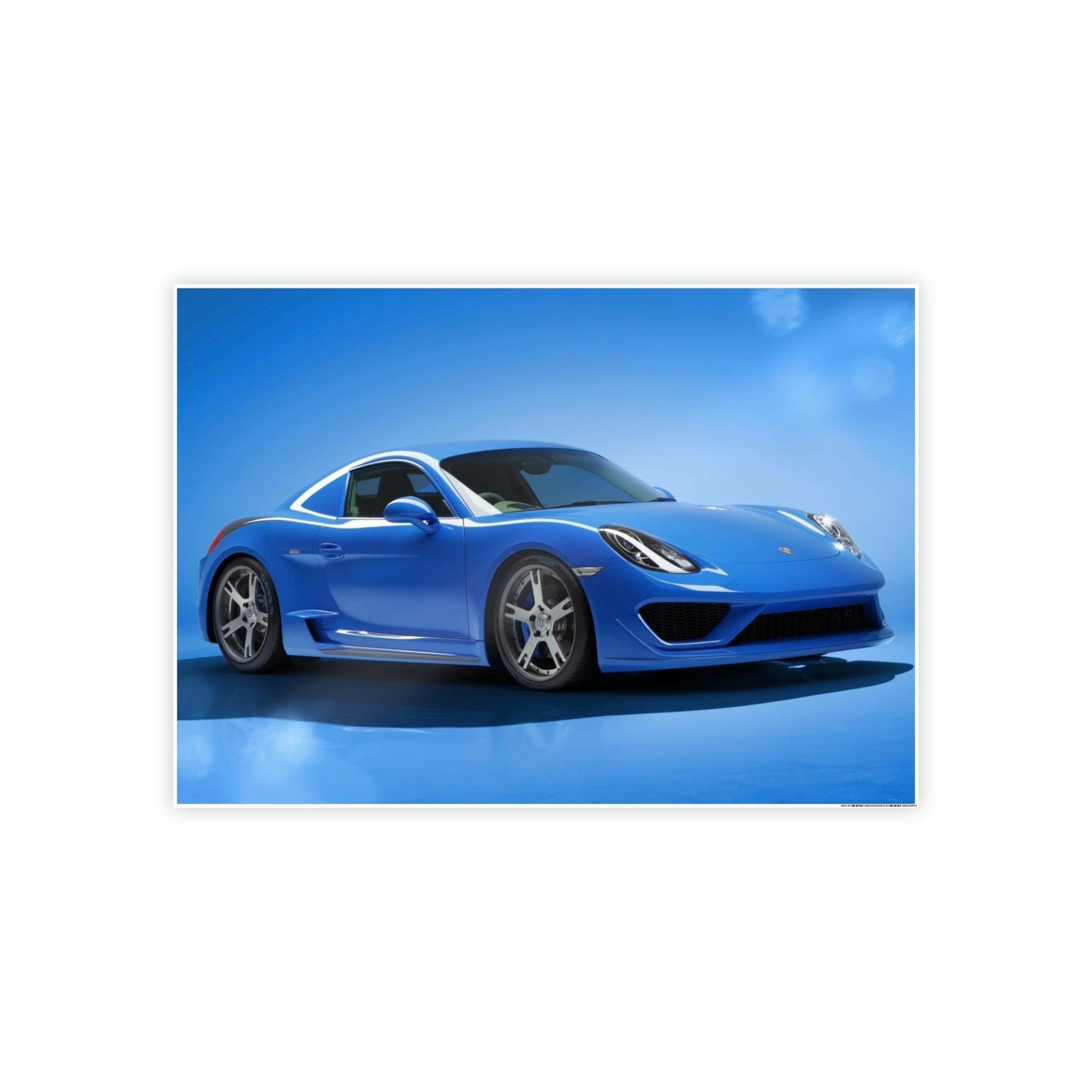 Porsche Blue Porsche Perspectives: Natural Canvas & Poster Print of a Dynamic Car
