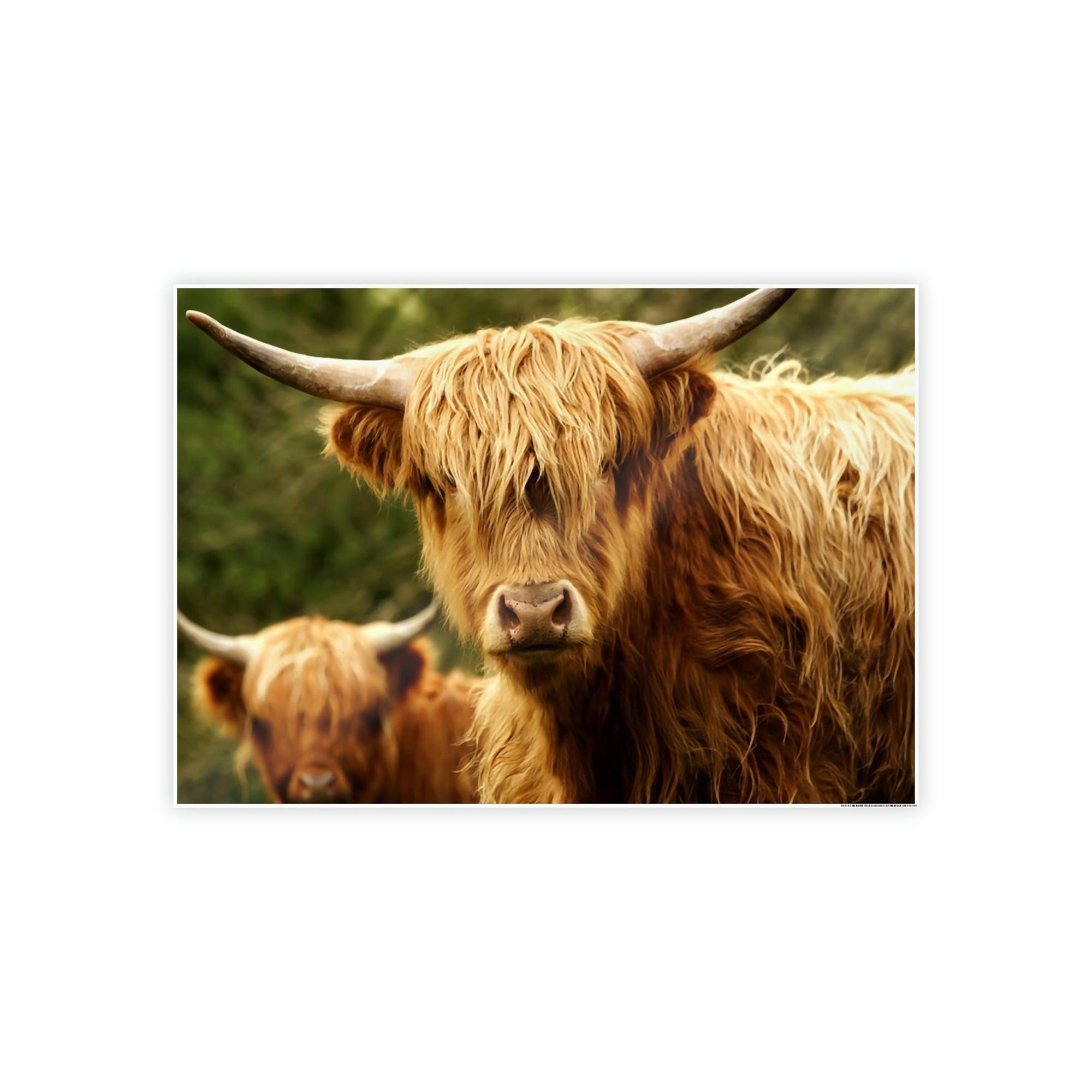 Highland Cow Highland Cow Family Grazing: Poster & Framed Wall Art