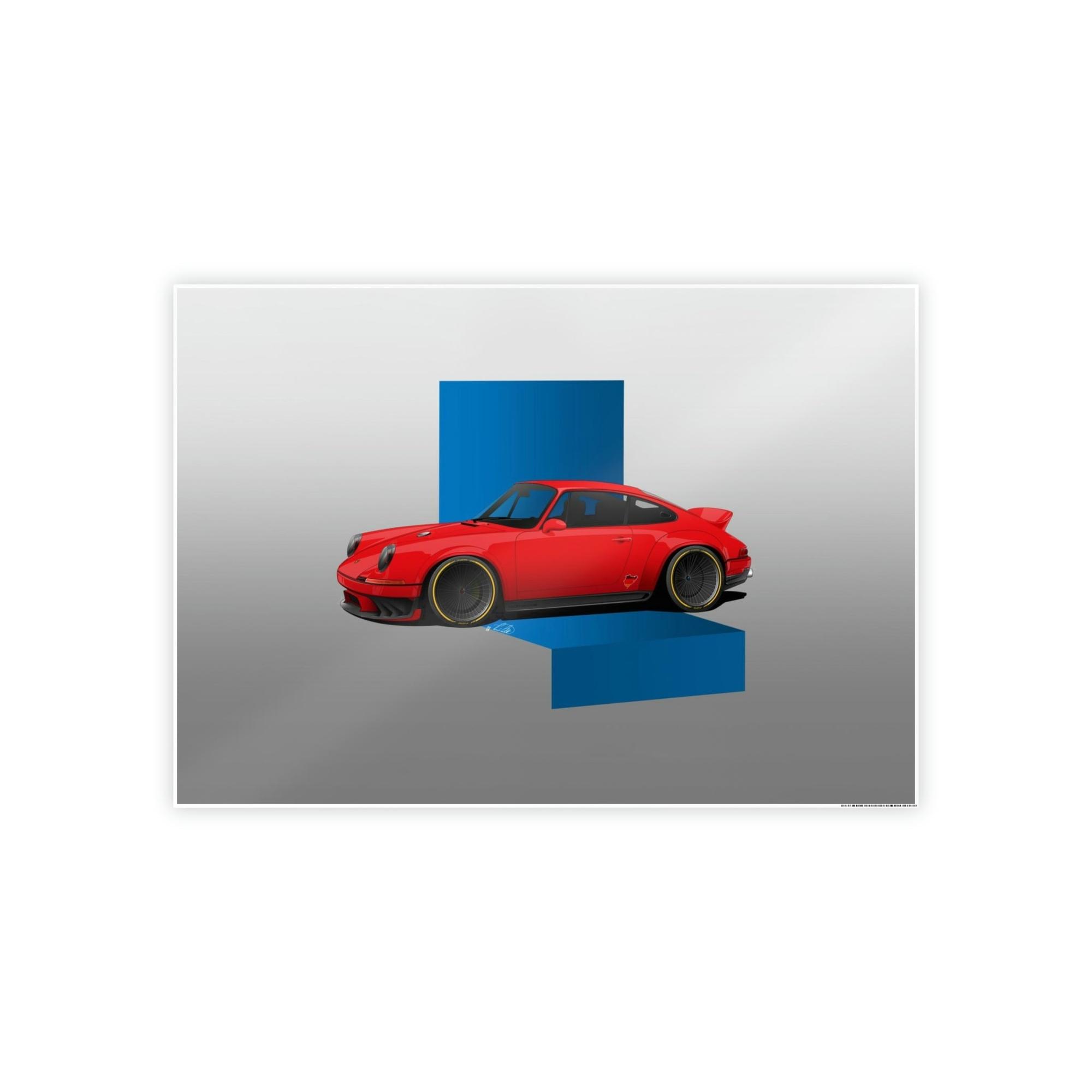 Porsche The Art of Speed: A Framed Canvas Print of a Red Porsche in Action