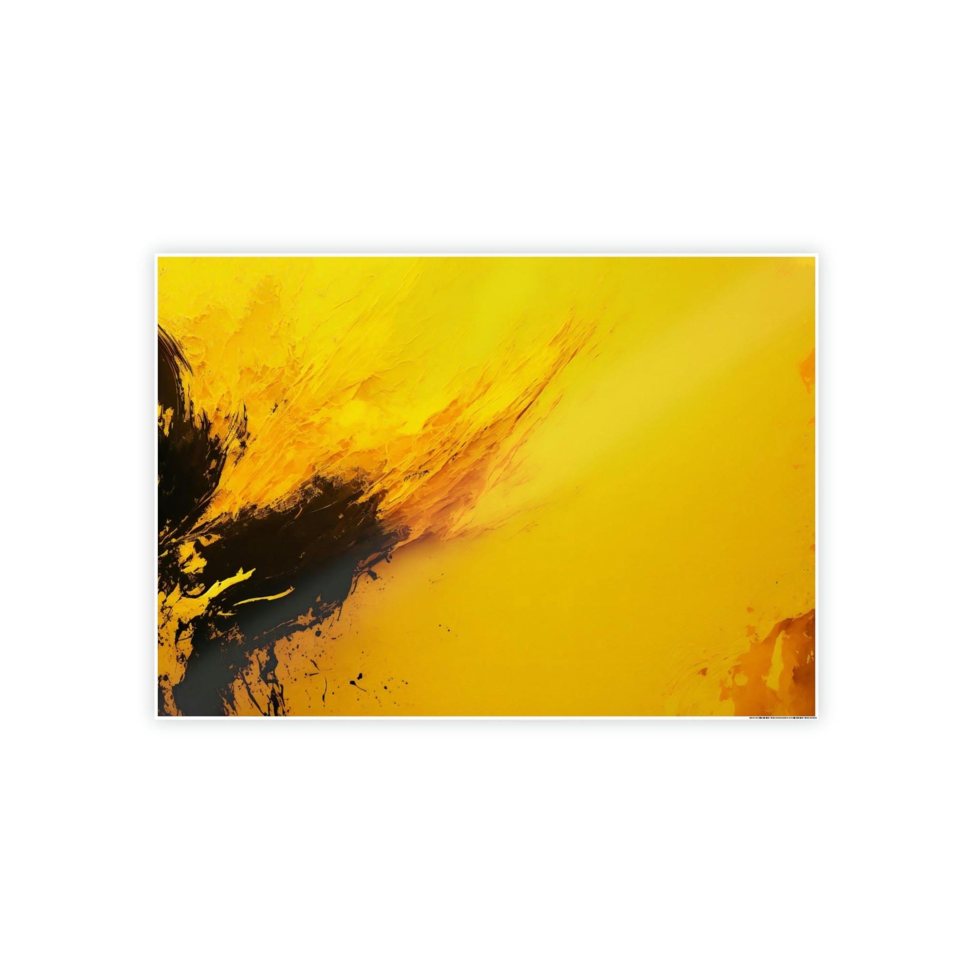 Yellow Sunny Abstraction: Bright and Playful Wall Art Prints Featuring a Yellow Abstract Design on Framed Canvas & Poster