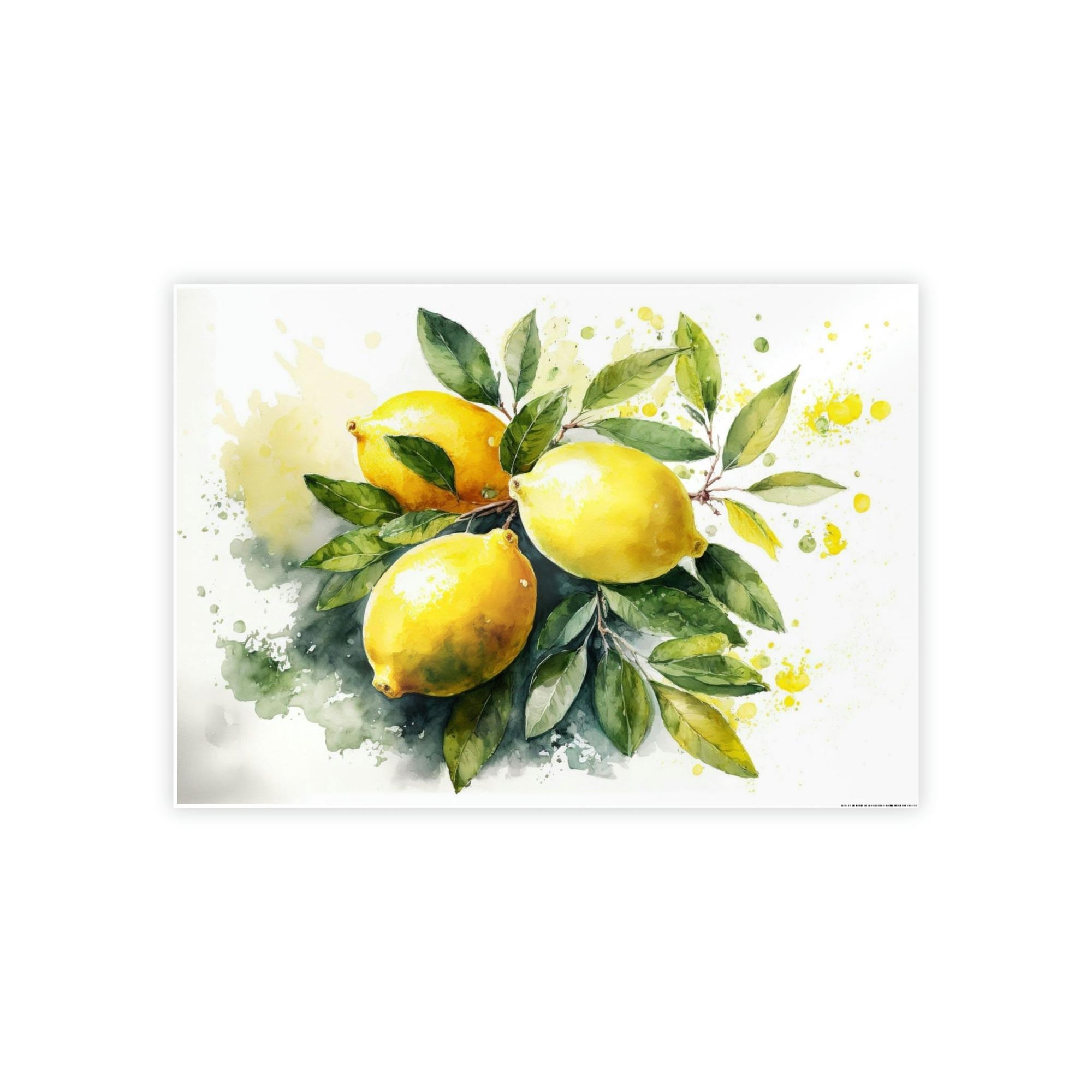 Yellow Tropical Citrus: Vibrant and Bold Wall Art Prints of Yellow Lemons on Natural Canvas & Posters