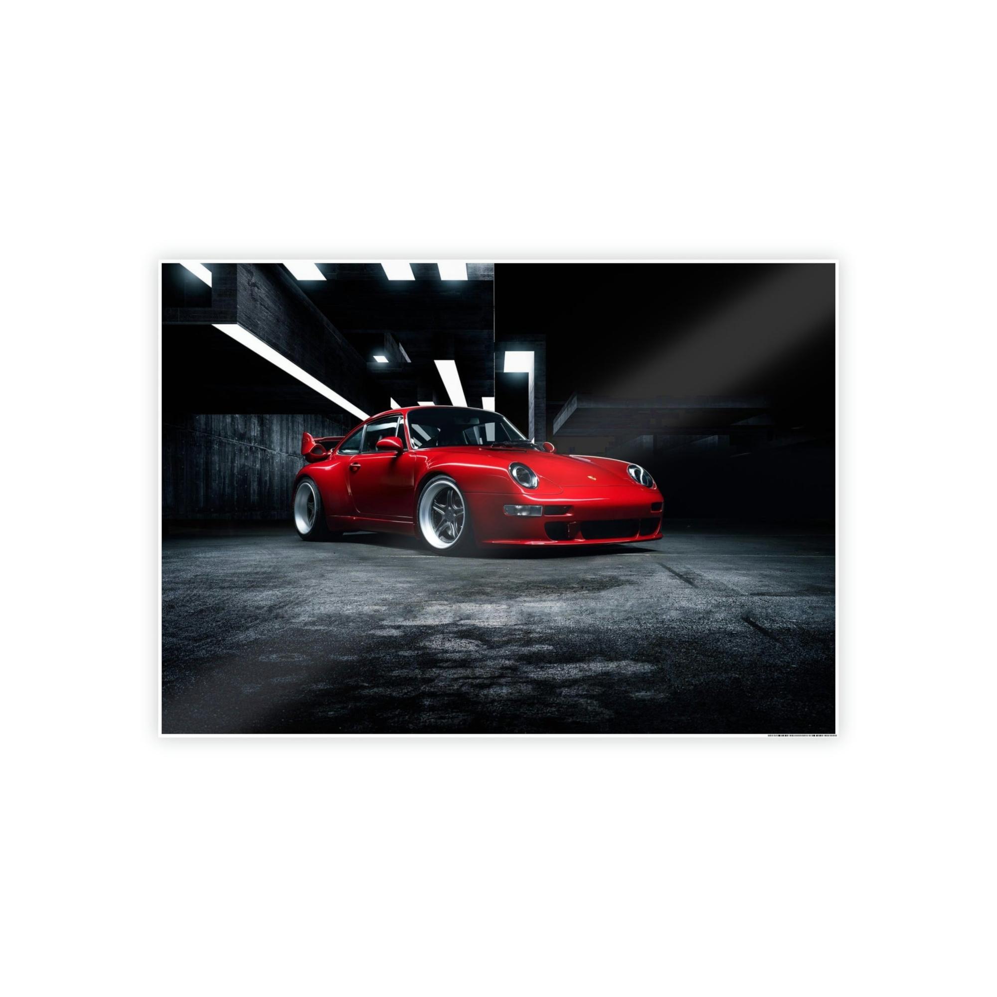 Porsche Passionate Red Porsche: A Vibrant Print on Natural Canvas & Poster