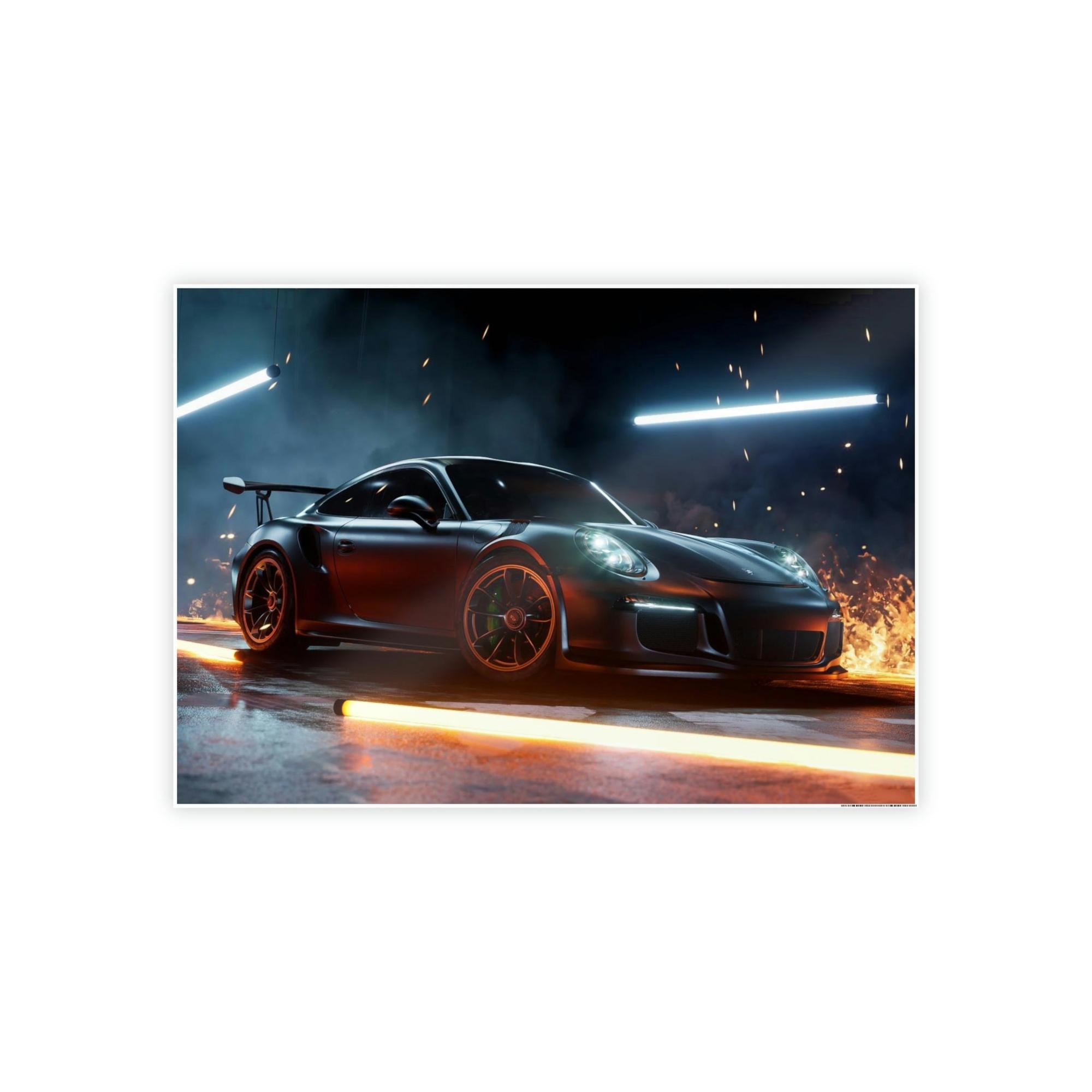 Porsche Beauty in Motion: Natural Canvas & Poster Print of a Porsche in Action