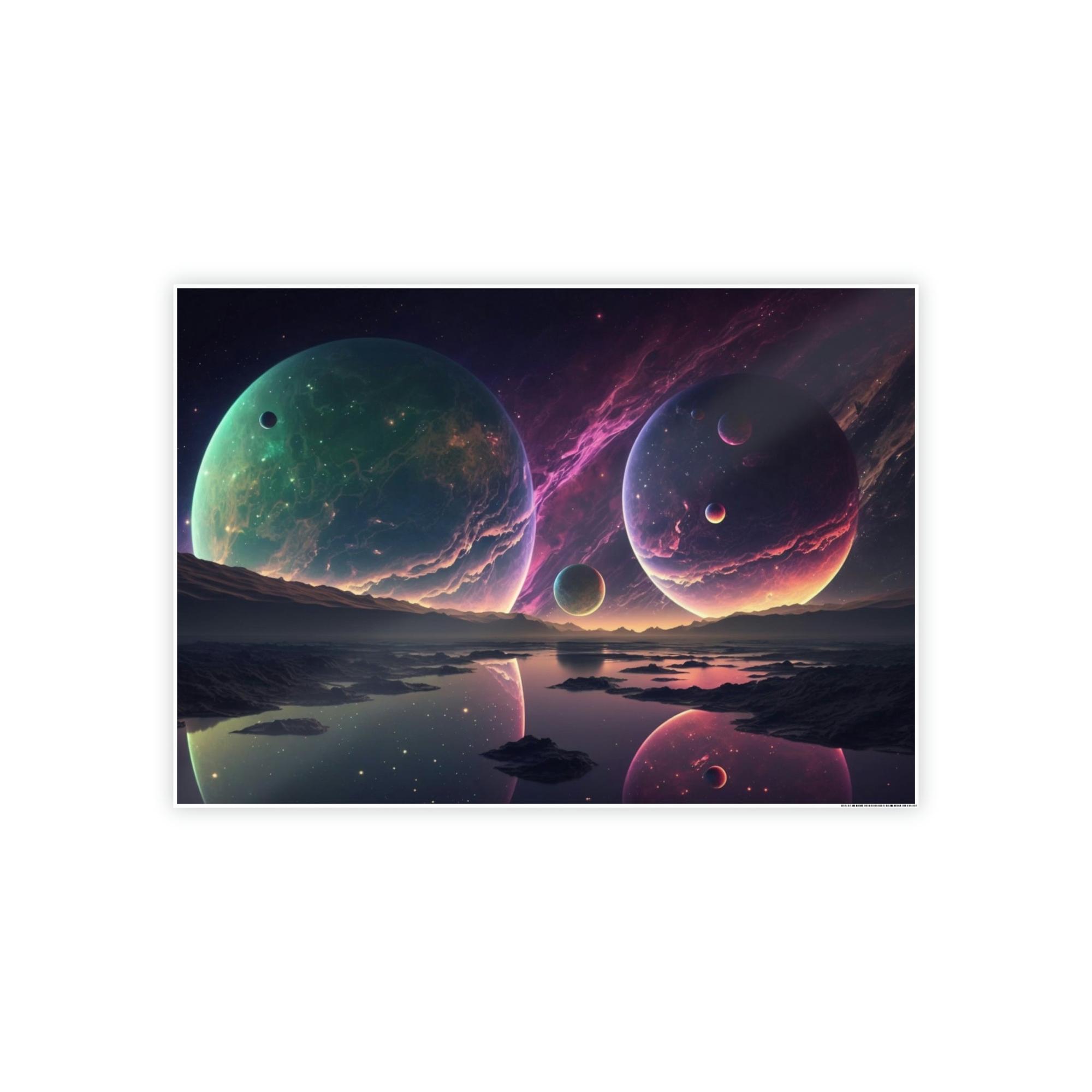 Planets Planetary Fusion: Natural Canvas Wall Art of a Colorful Planetary Collision