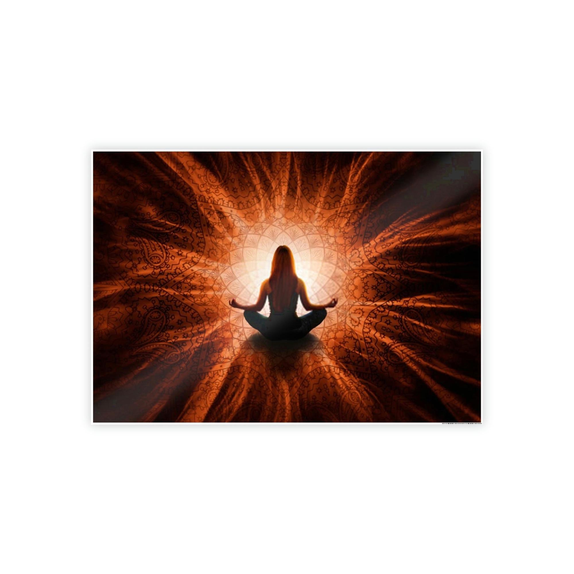 Meditation Spirituality in Art: Canvas Print of Meditative Pose with Abstract Background