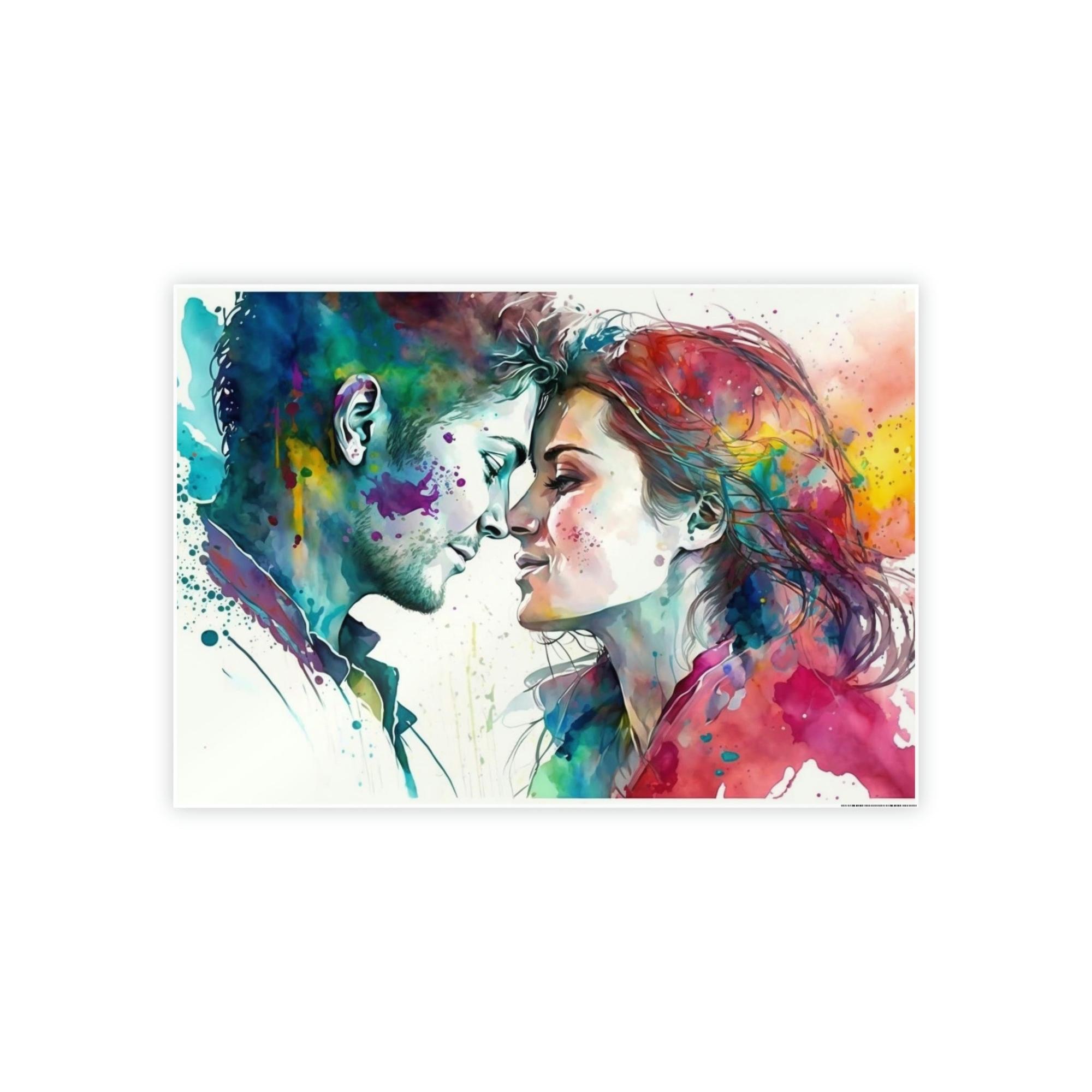 Love Eternal Embrace: Natural Canvas Wall Art of Two Lovers