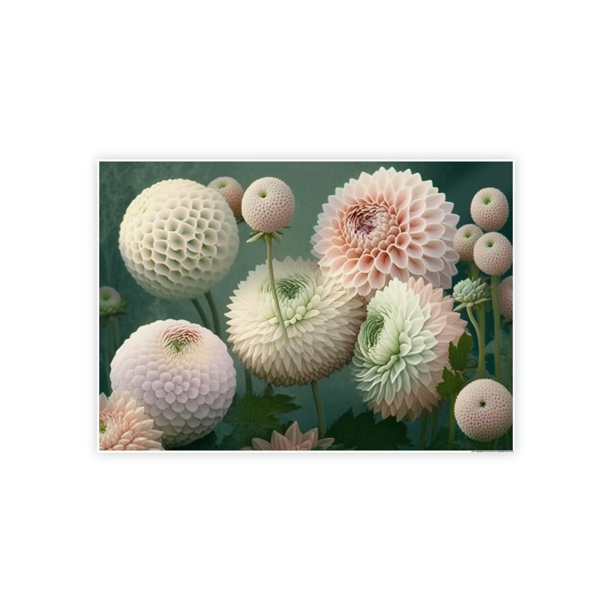 Dahlias Nature's Beauty: A Framed Canvas of Vibrant Dahlia Blooms