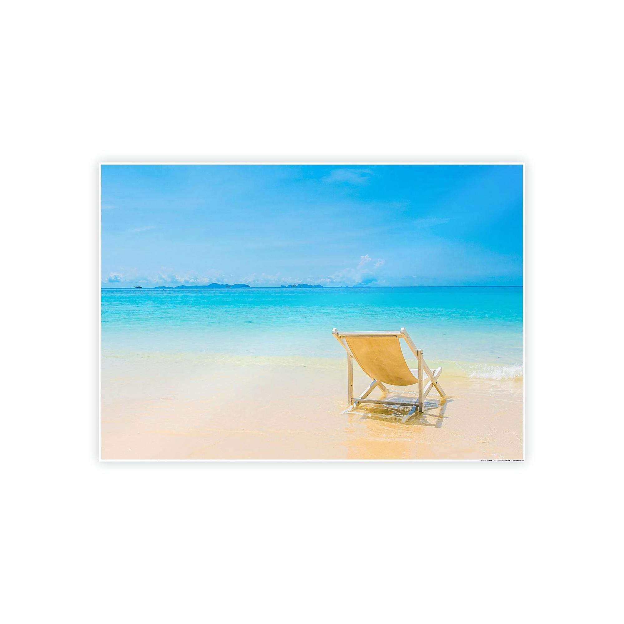 Island Beach Tropical Tranquility: Art Print of a Peaceful Island Beach on a Natural Canvas