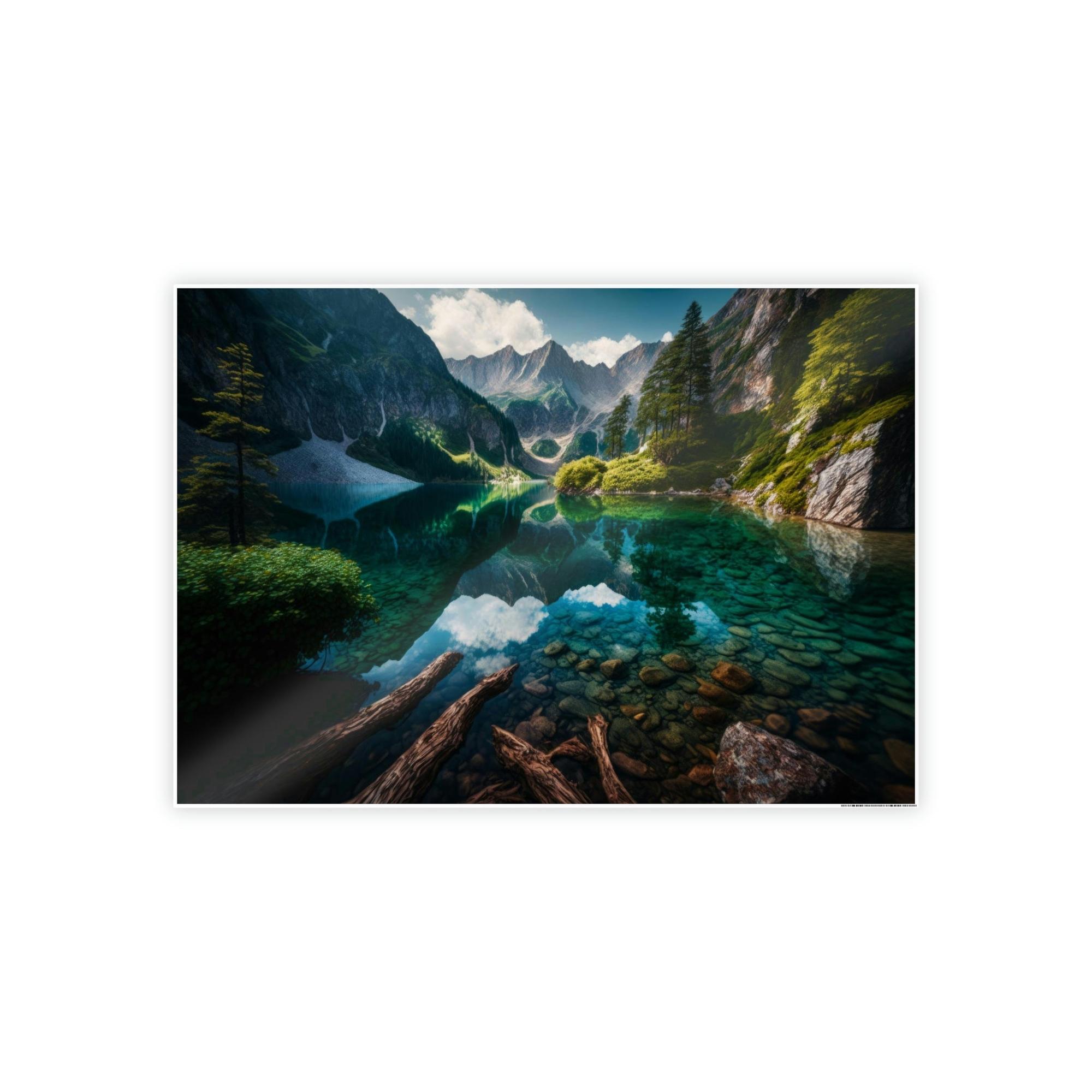 Lakes And Rivers Serene Waterscapes: Lakes and Rivers on Natural Canvas and Framed Poster
