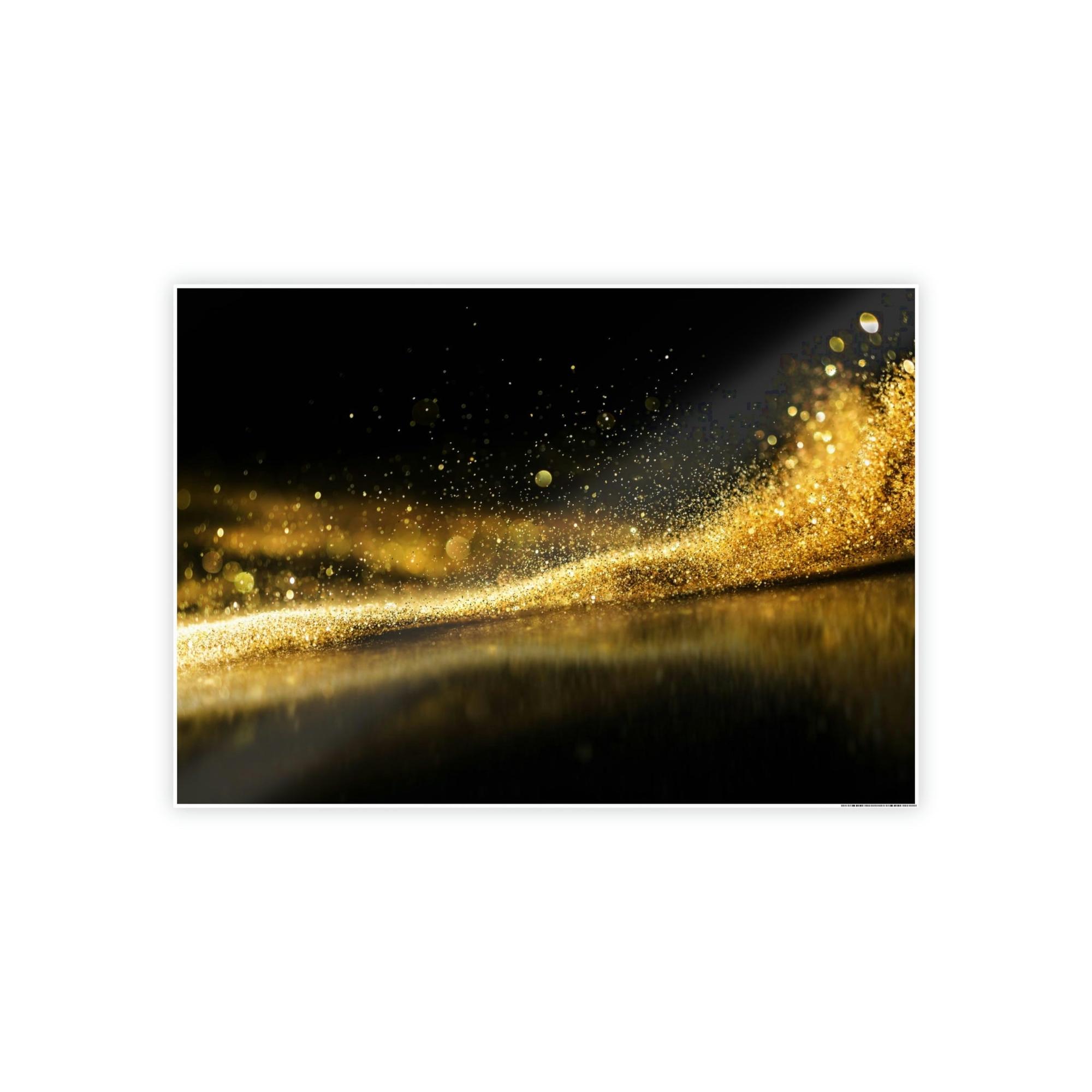 Gold Abstract Art Lustrous Impressions: Gold Abstract Wall Art on Natural Canvas & Poster