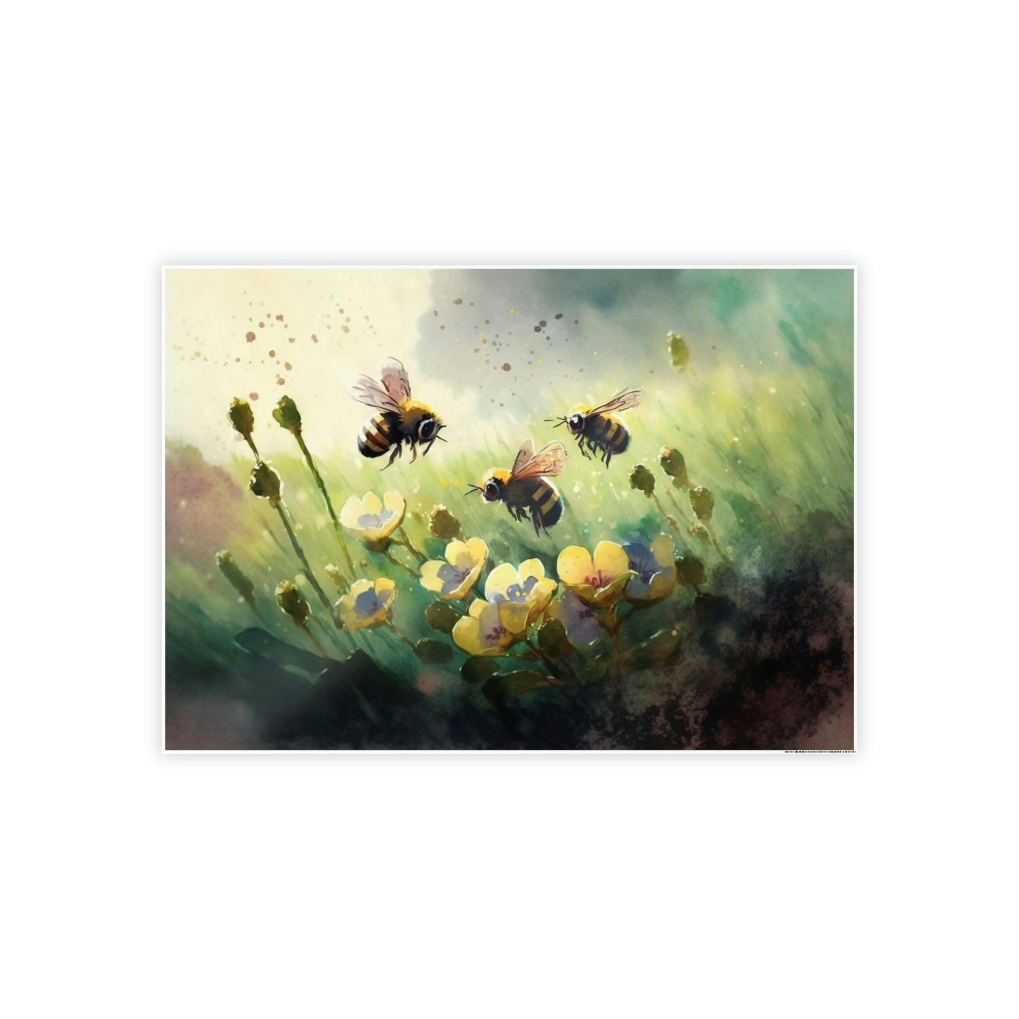 Bees Pollinator Paradise: A Poster & Canvas Print of a Garden Teeming with Bees