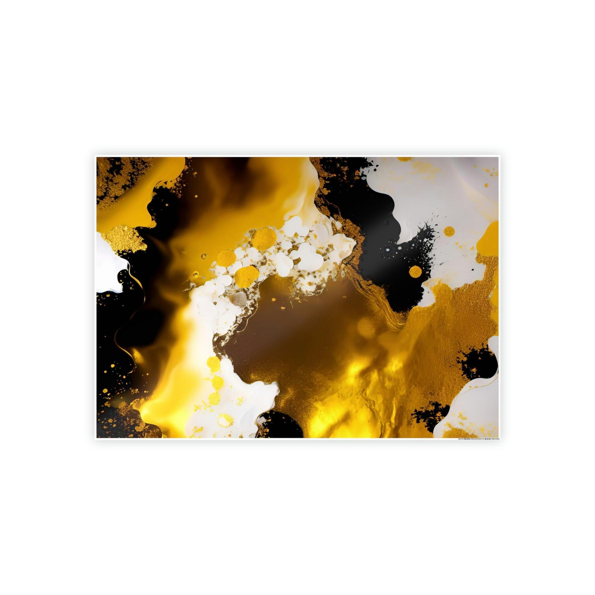Gold Abstract Art Opulent Reflections: Framed Canvas of Gold Abstract Wall Art