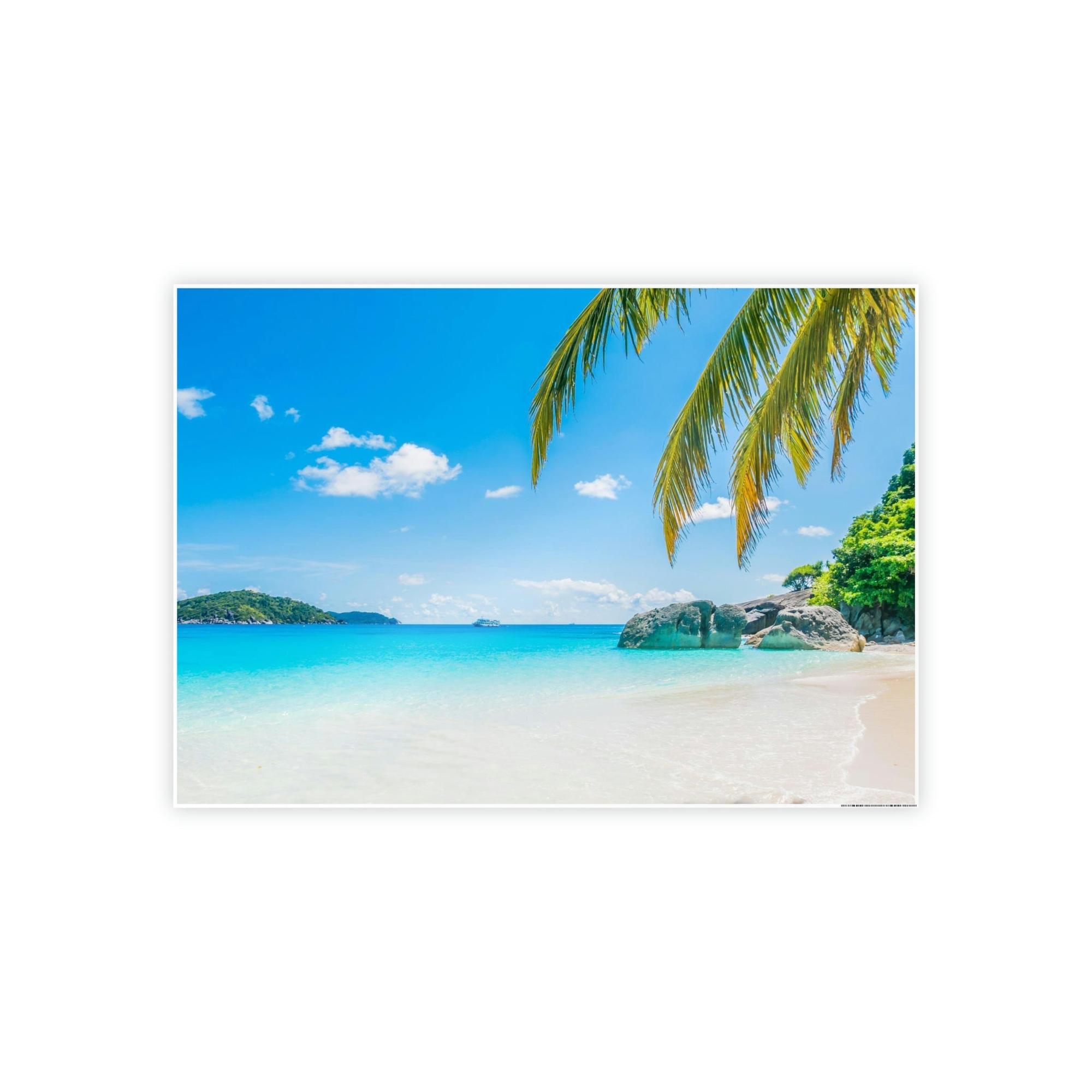 Island Beach Seaside Escape: Framed Canvas & Poster of a Dreamy Island Beach Getaway